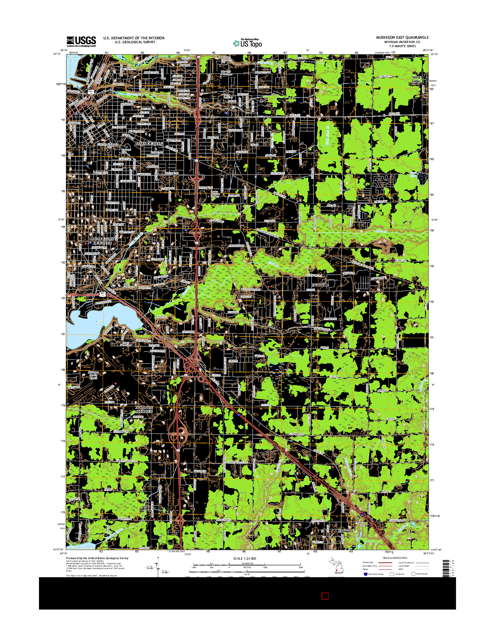 USGS US TOPO 7.5-MINUTE MAP FOR MUSKEGON EAST, MI 2017