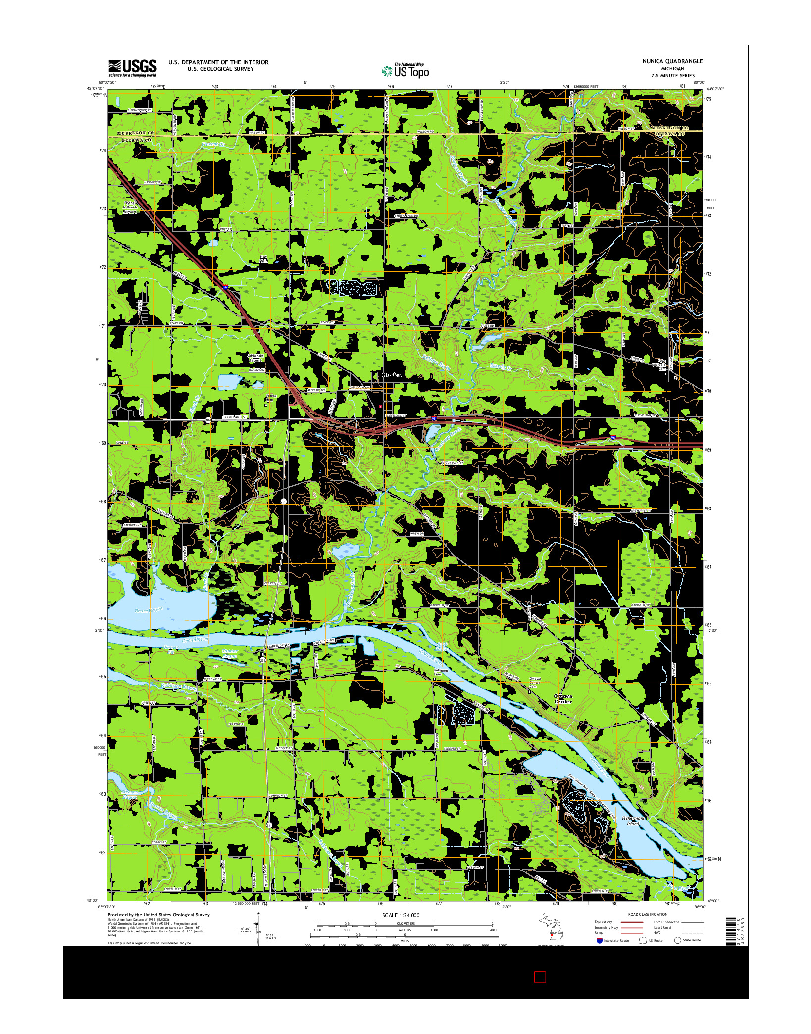 USGS US TOPO 7.5-MINUTE MAP FOR NUNICA, MI 2017