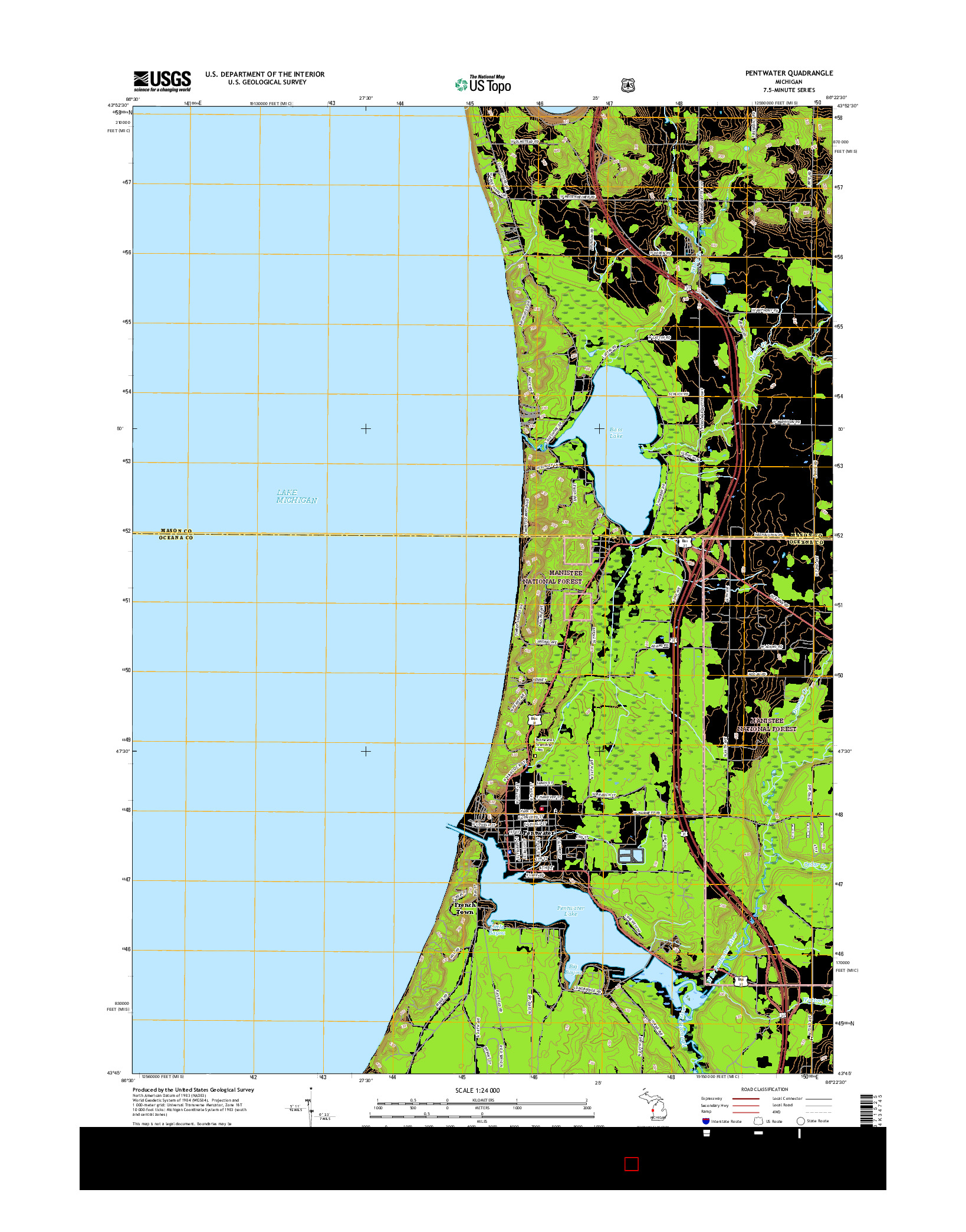 USGS US TOPO 7.5-MINUTE MAP FOR PENTWATER, MI 2017