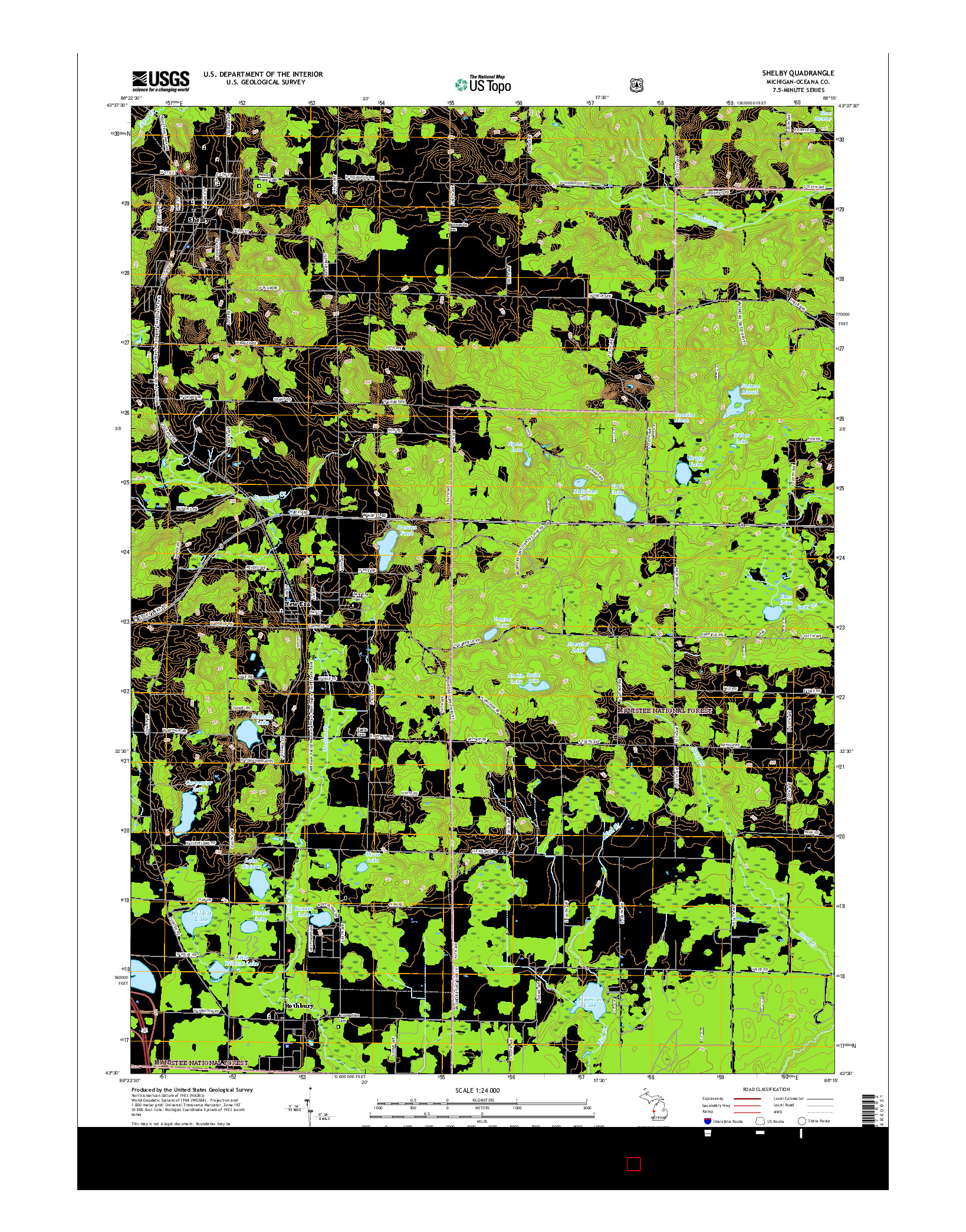 USGS US TOPO 7.5-MINUTE MAP FOR SHELBY, MI 2017