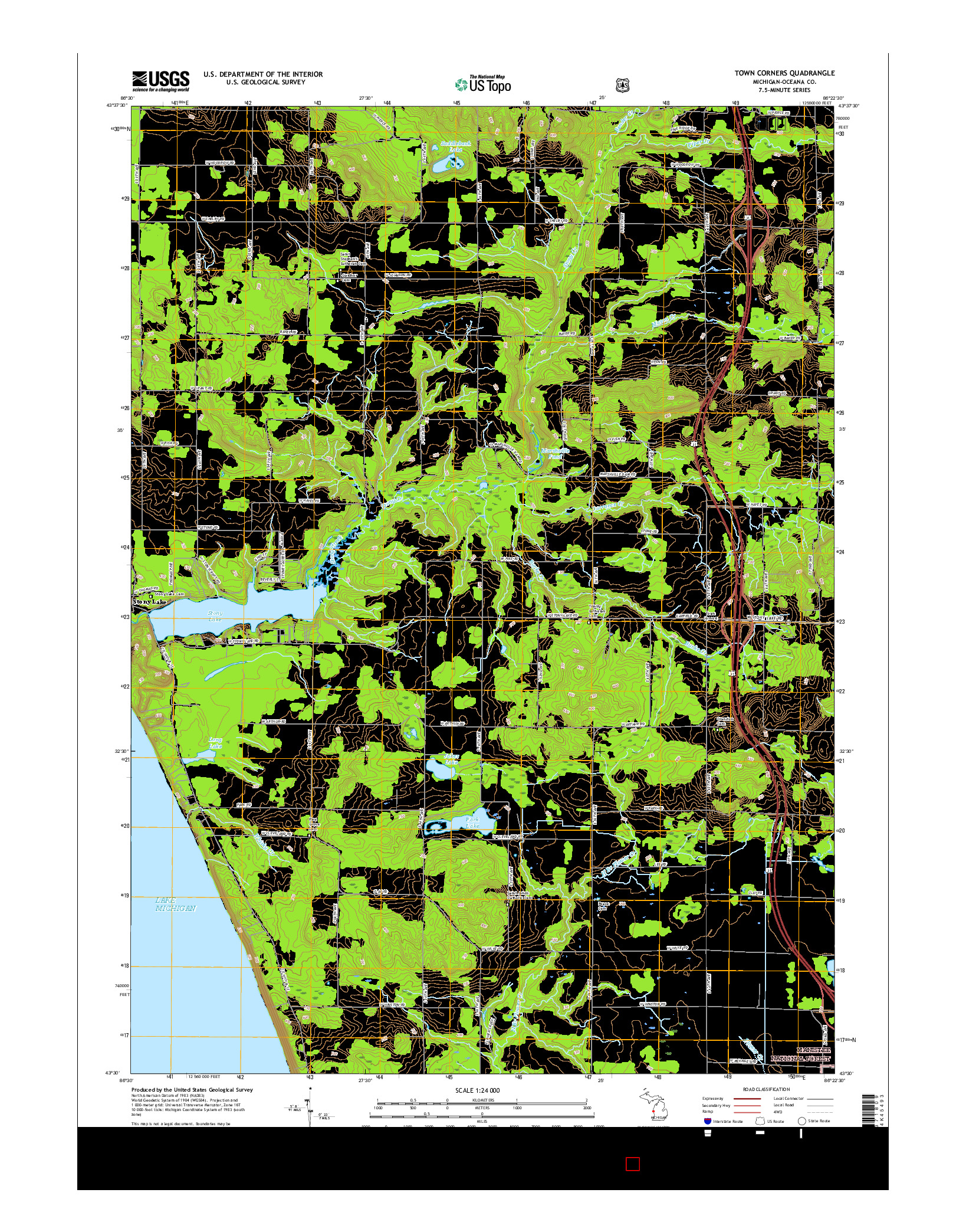 USGS US TOPO 7.5-MINUTE MAP FOR TOWN CORNERS, MI 2017