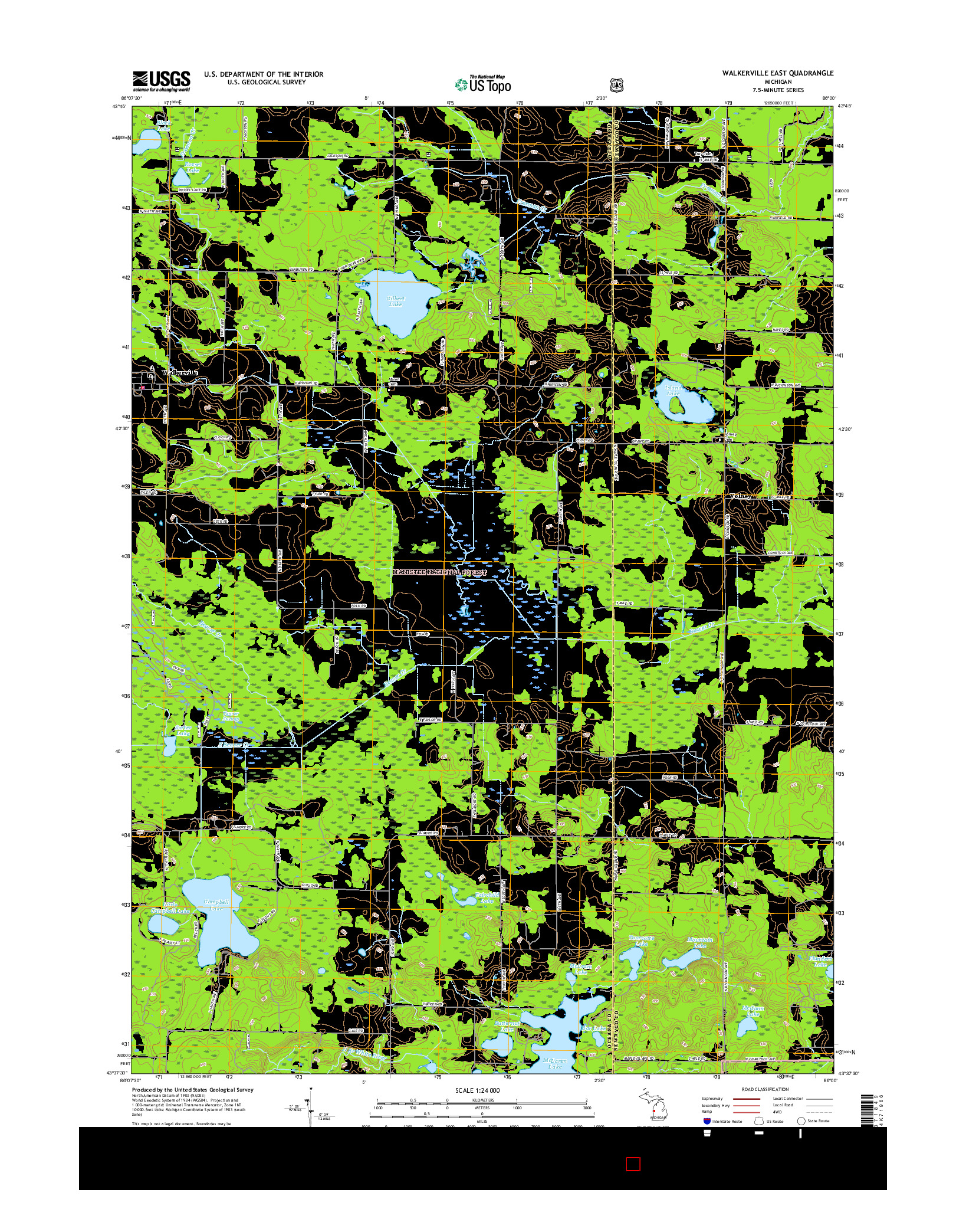 USGS US TOPO 7.5-MINUTE MAP FOR WALKERVILLE EAST, MI 2017