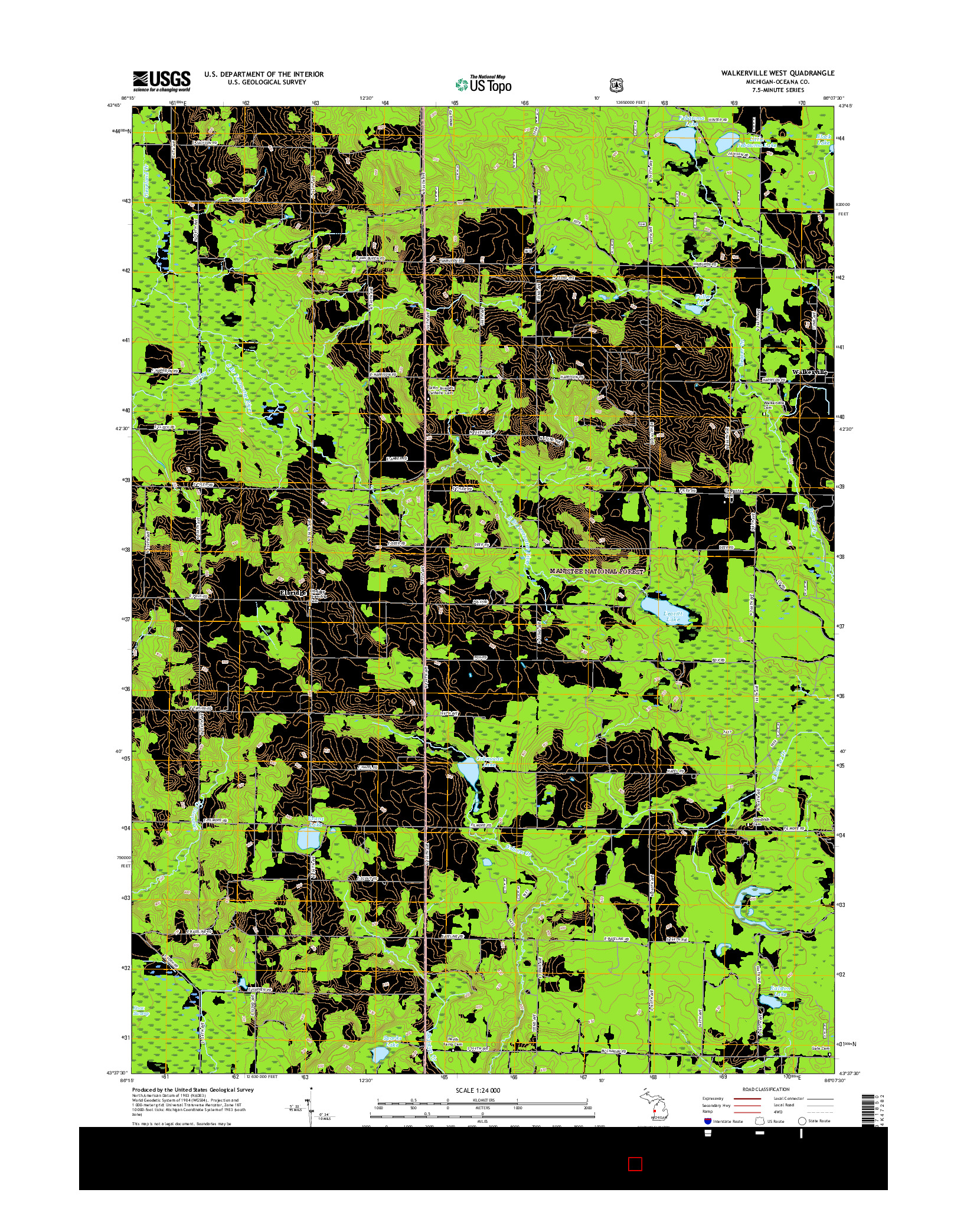 USGS US TOPO 7.5-MINUTE MAP FOR WALKERVILLE WEST, MI 2017