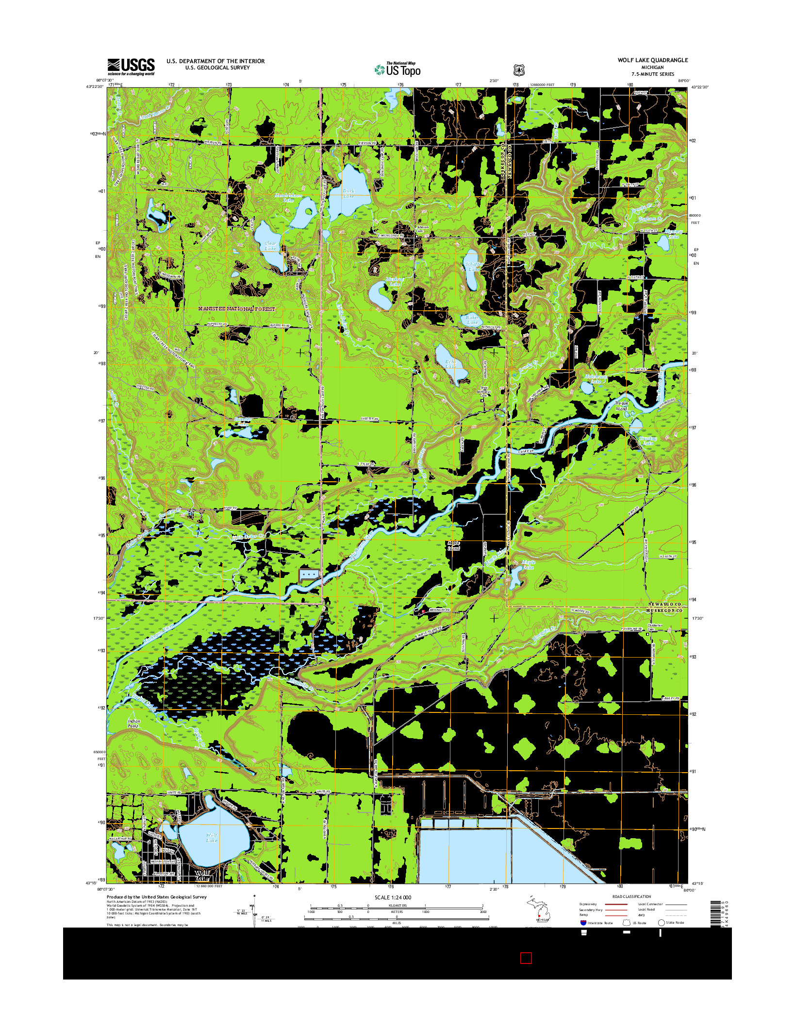 USGS US TOPO 7.5-MINUTE MAP FOR WOLF LAKE, MI 2017