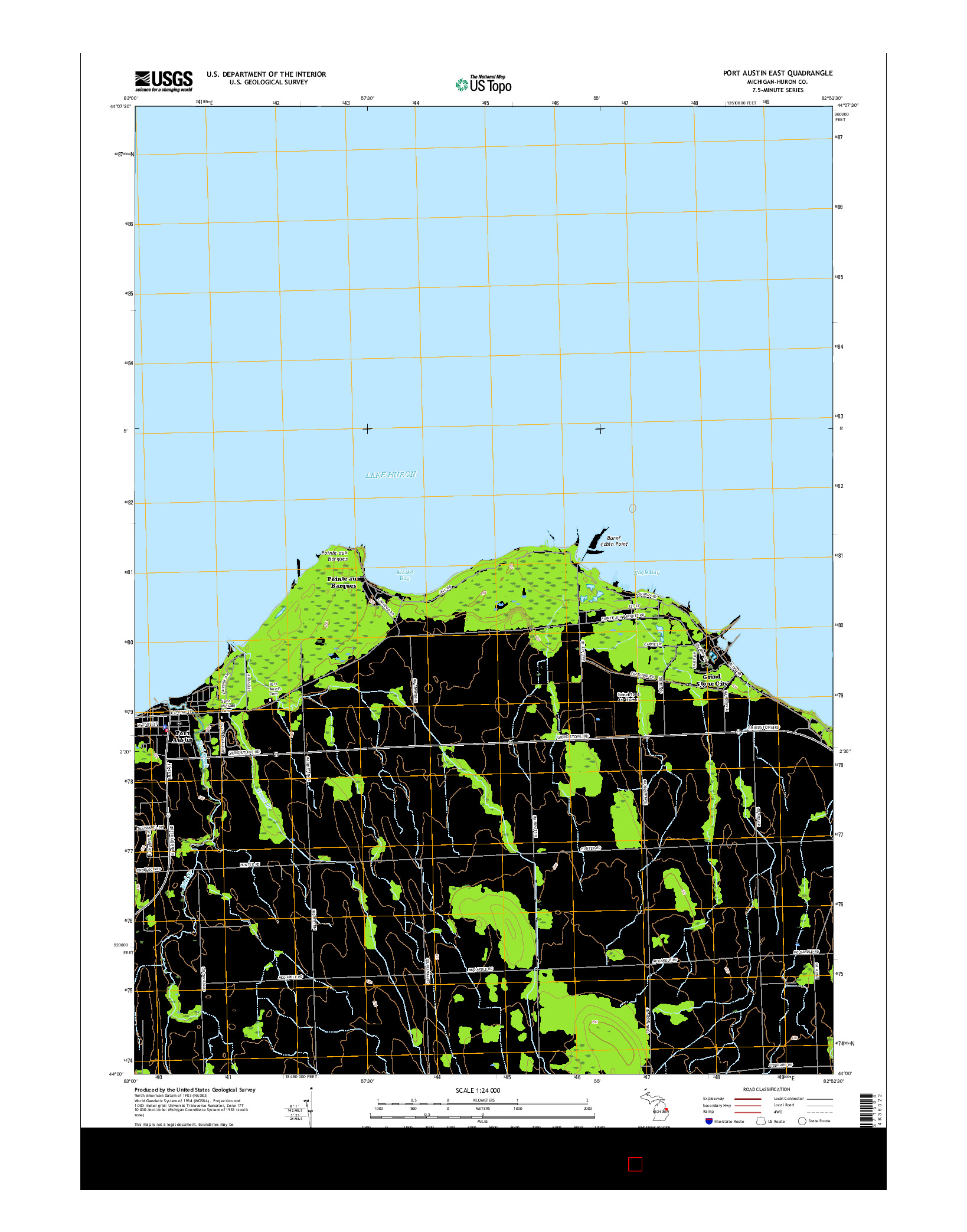 USGS US TOPO 7.5-MINUTE MAP FOR PORT AUSTIN EAST, MI 2017