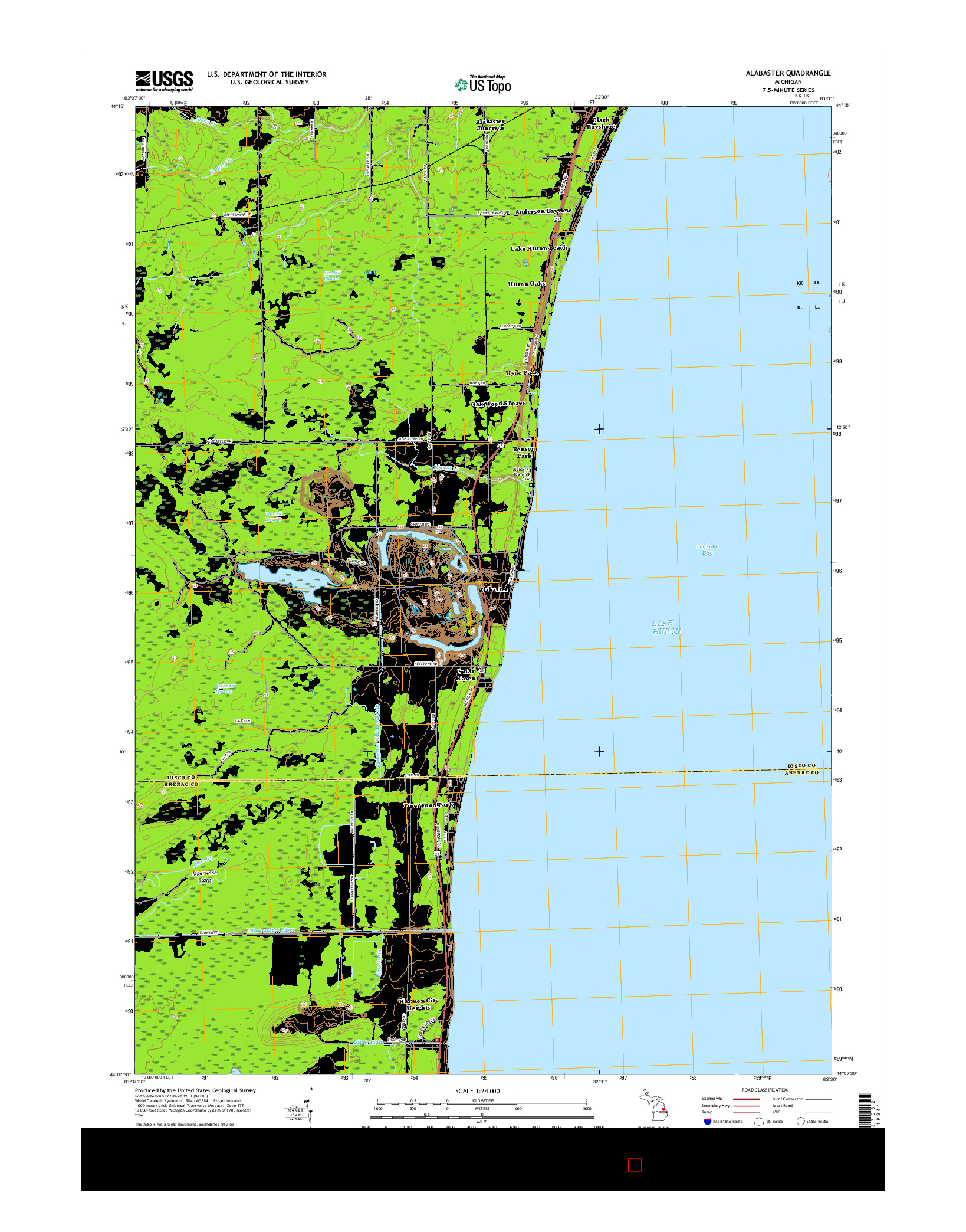 USGS US TOPO 7.5-MINUTE MAP FOR ALABASTER, MI 2017