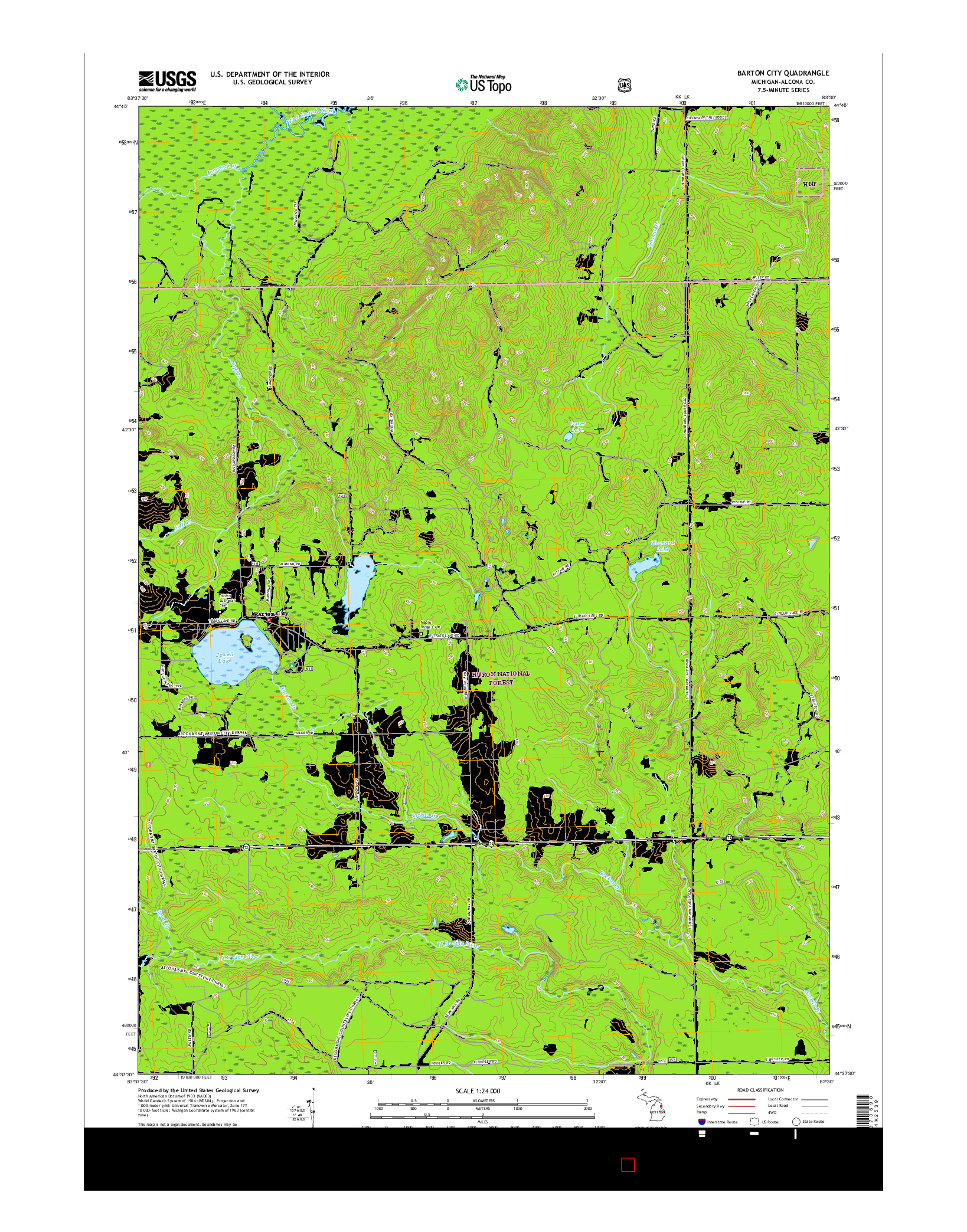USGS US TOPO 7.5-MINUTE MAP FOR BARTON CITY, MI 2017