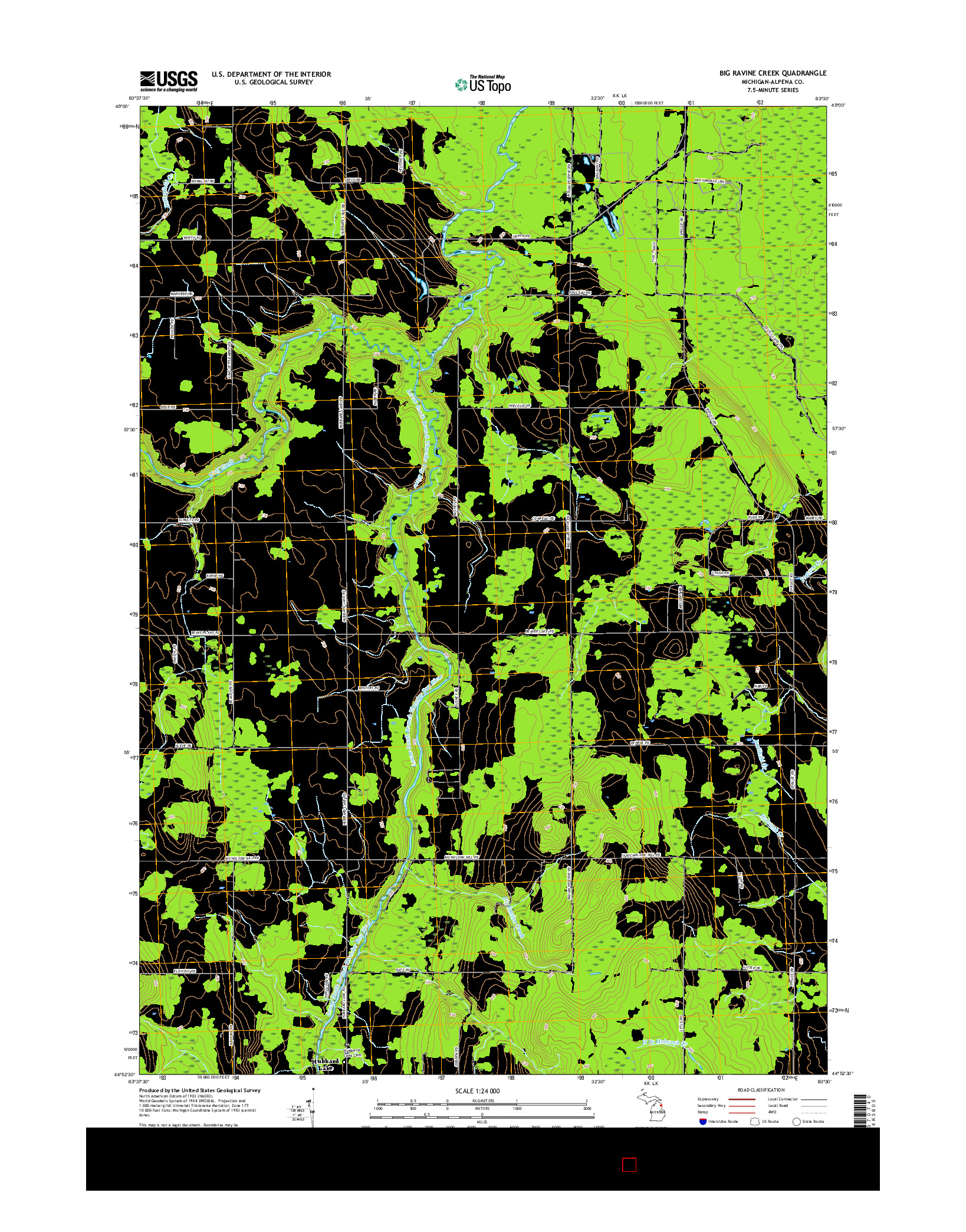 USGS US TOPO 7.5-MINUTE MAP FOR BIG RAVINE CREEK, MI 2017