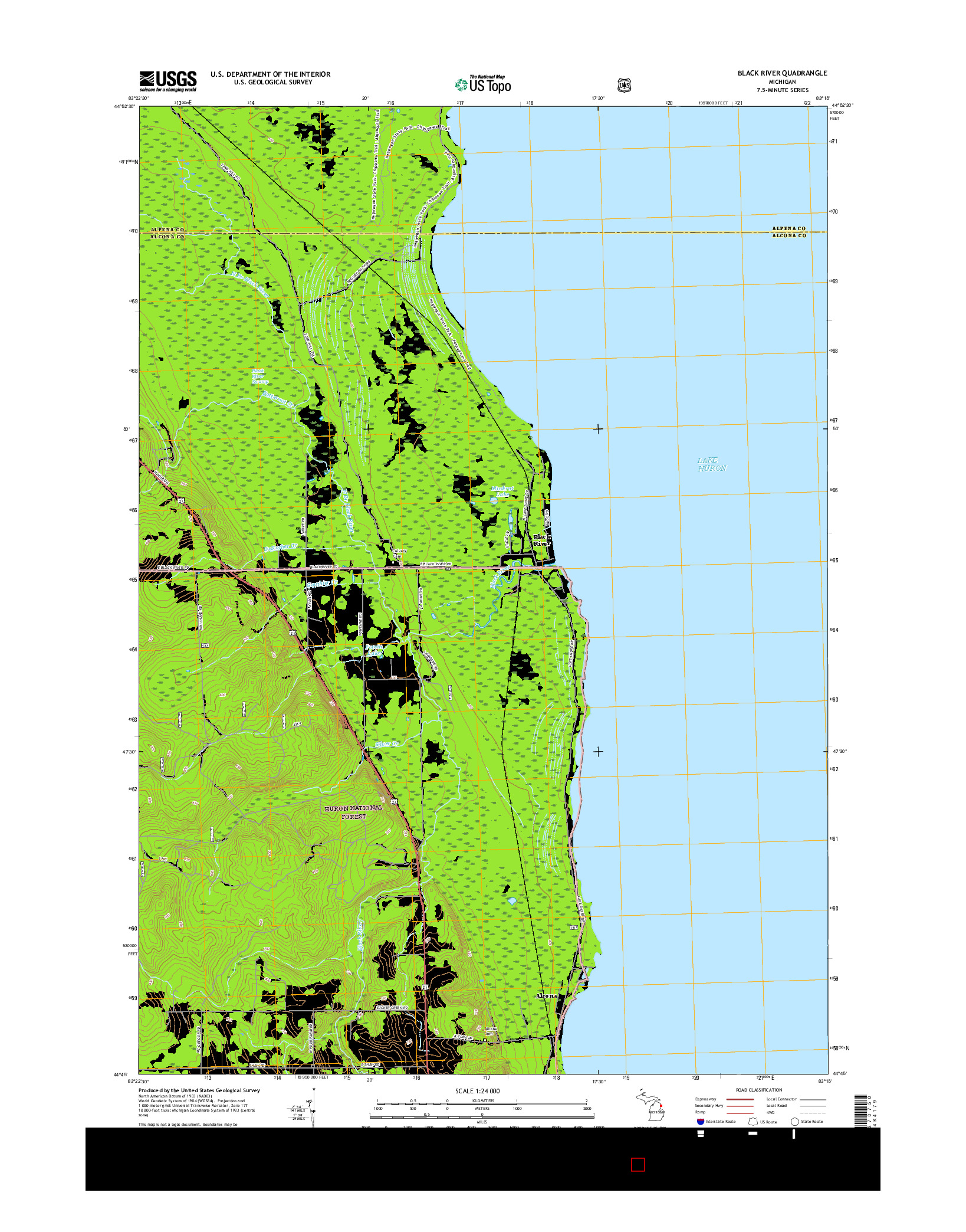 USGS US TOPO 7.5-MINUTE MAP FOR BLACK RIVER, MI 2017