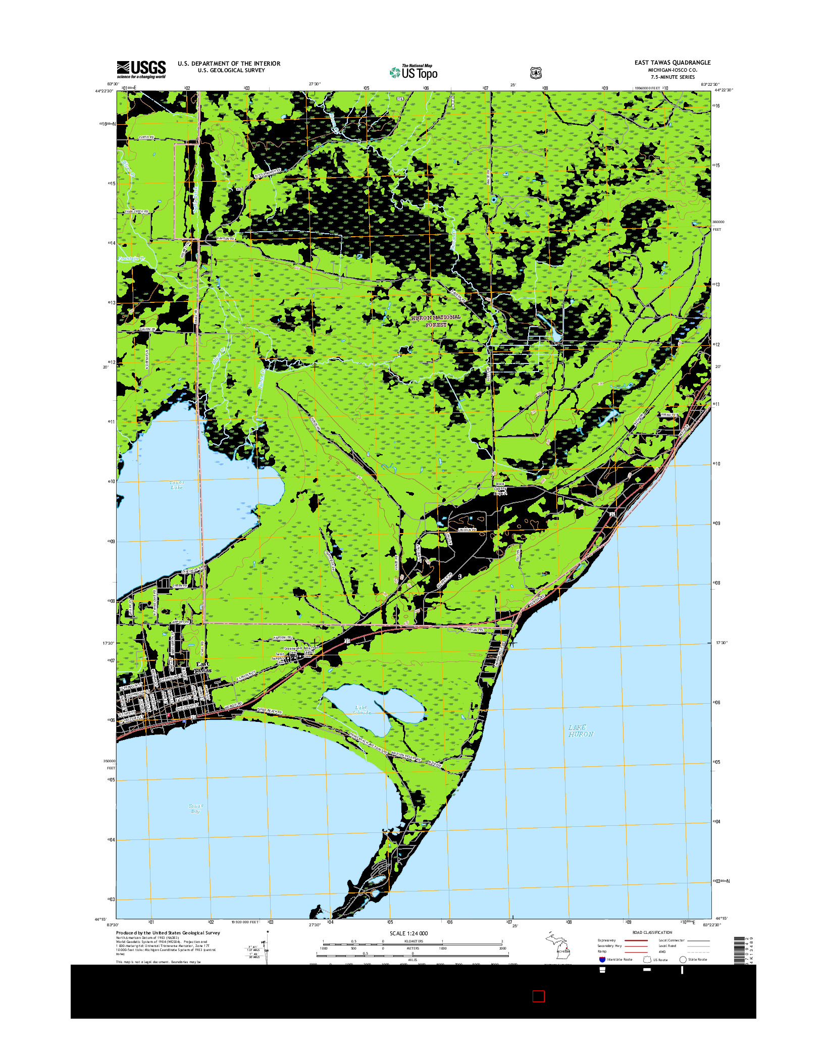 USGS US TOPO 7.5-MINUTE MAP FOR EAST TAWAS, MI 2017