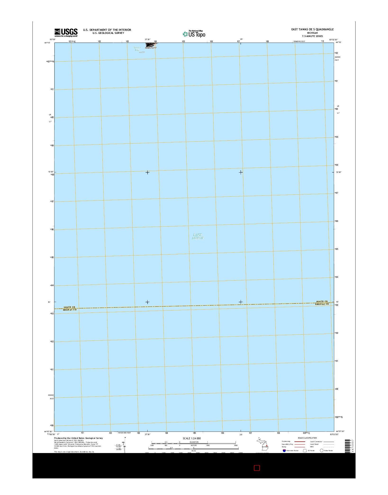 USGS US TOPO 7.5-MINUTE MAP FOR EAST TAWAS OE S, MI 2017