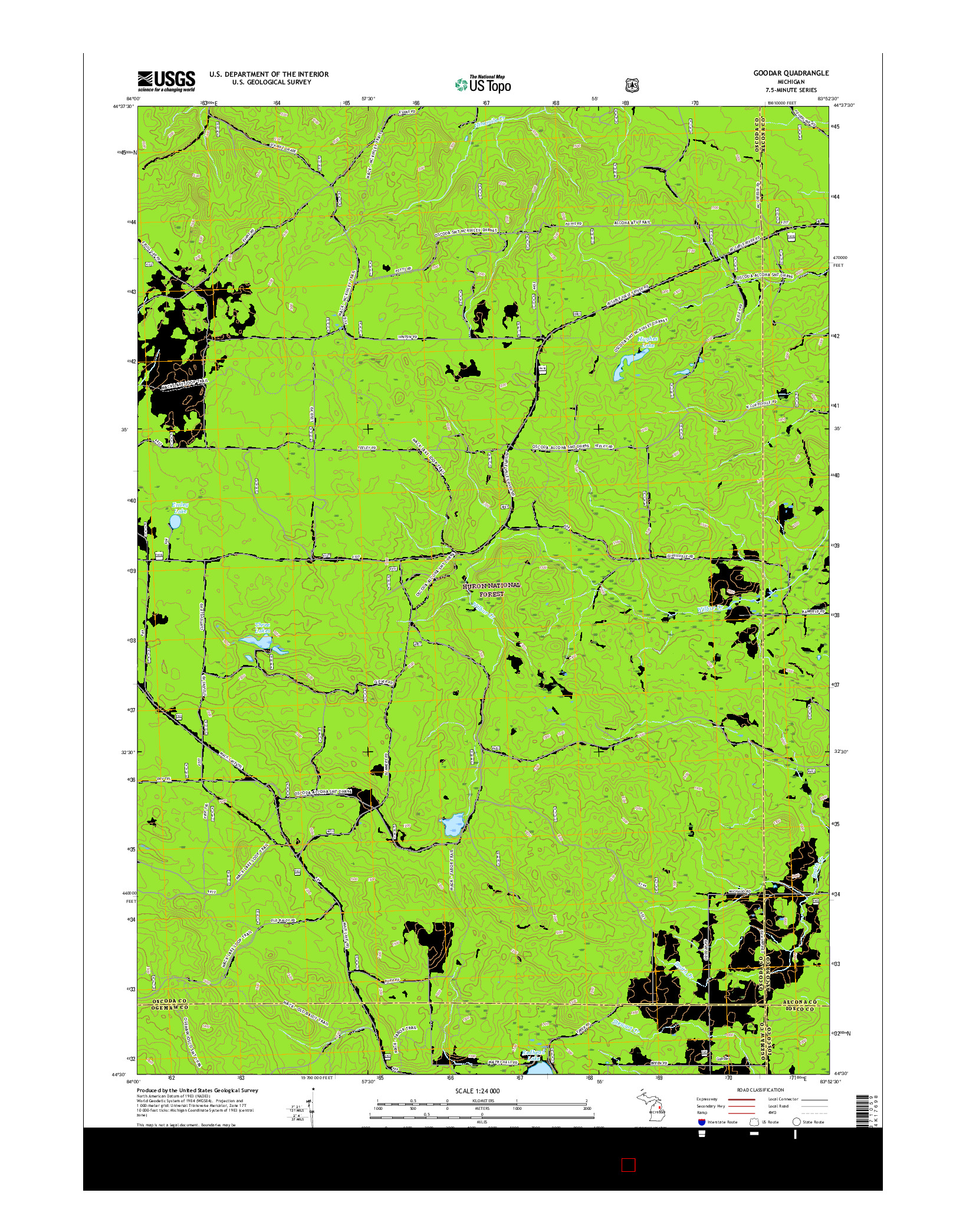 USGS US TOPO 7.5-MINUTE MAP FOR GOODAR, MI 2017