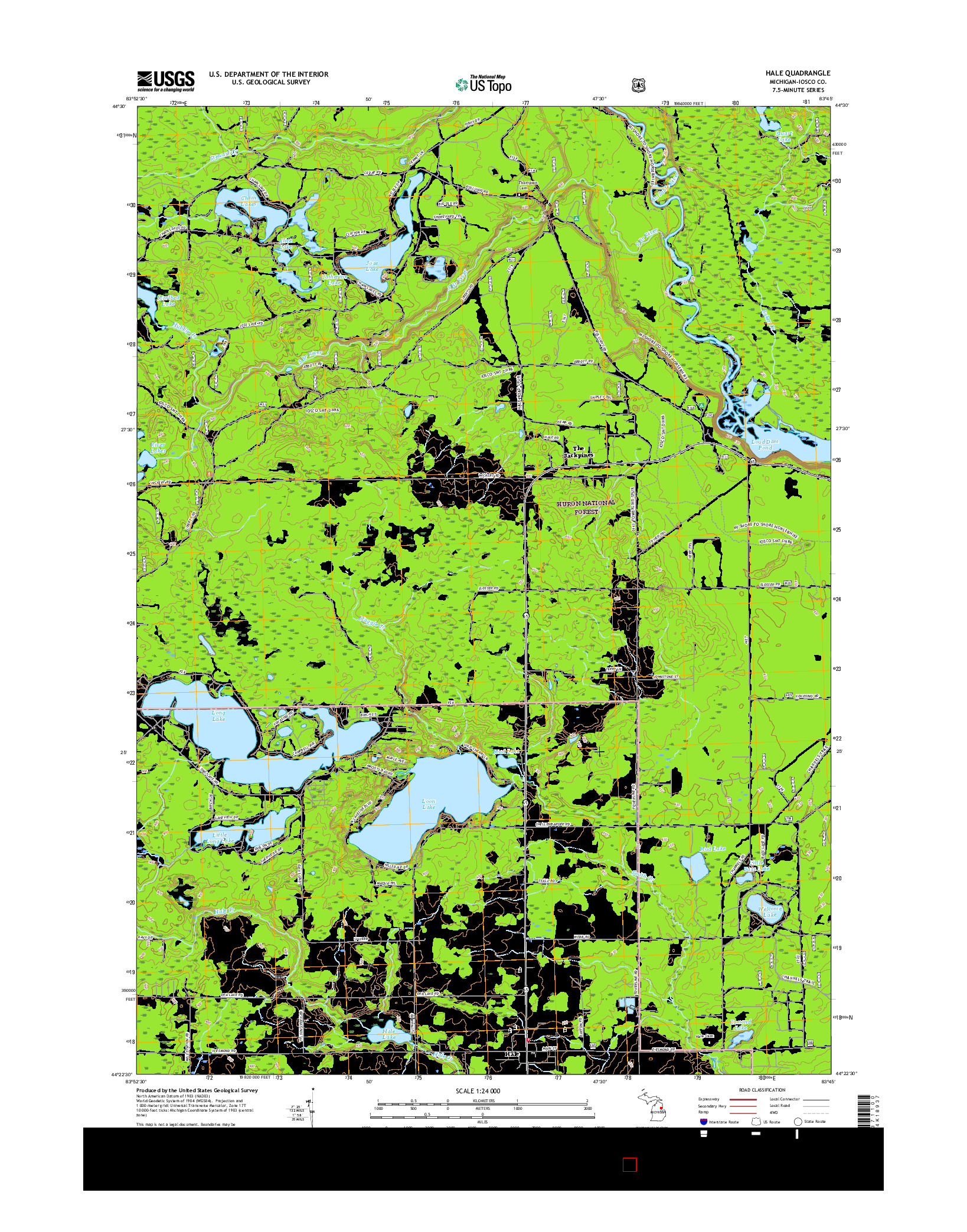 USGS US TOPO 7.5-MINUTE MAP FOR HALE, MI 2017