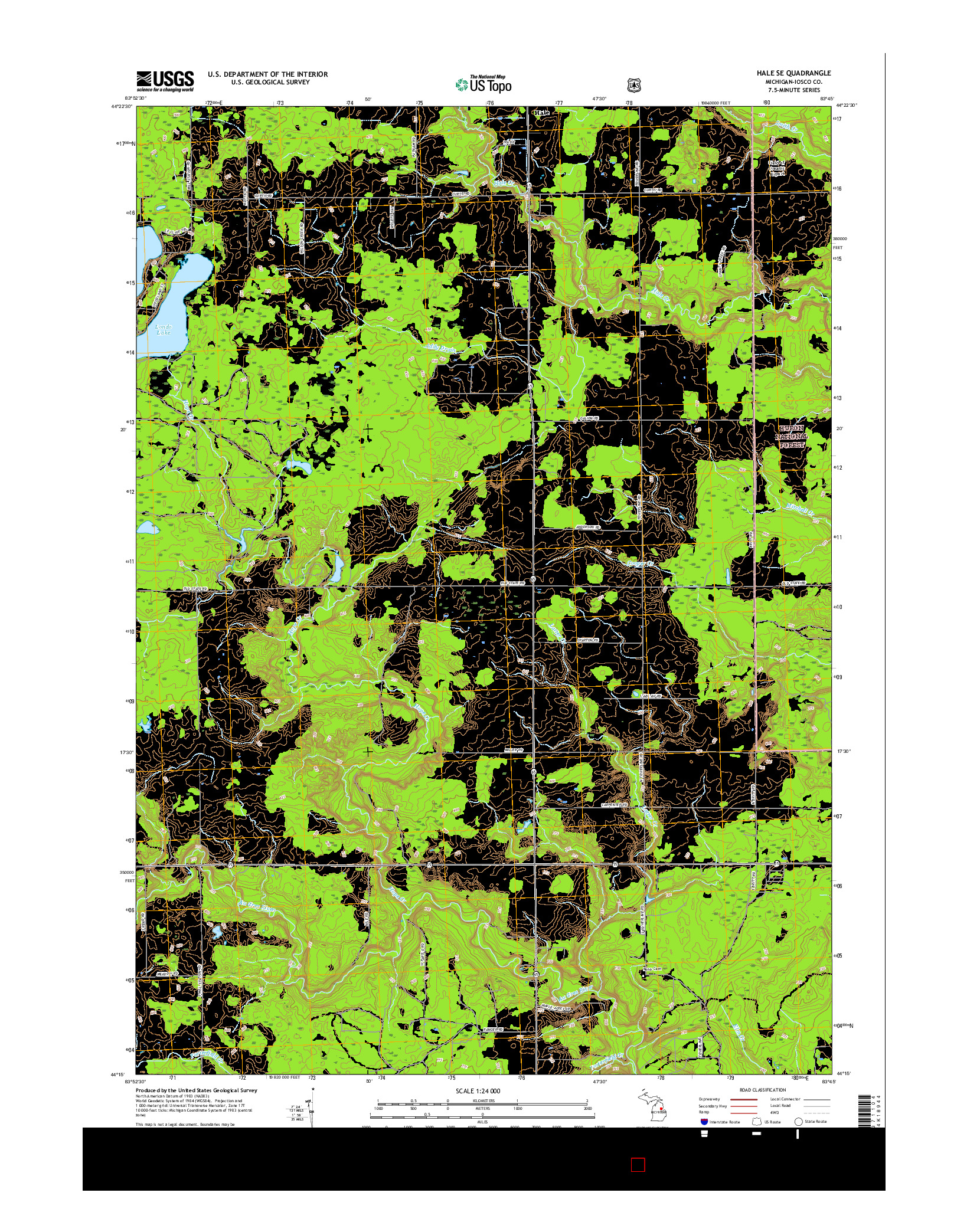 USGS US TOPO 7.5-MINUTE MAP FOR HALE SE, MI 2017