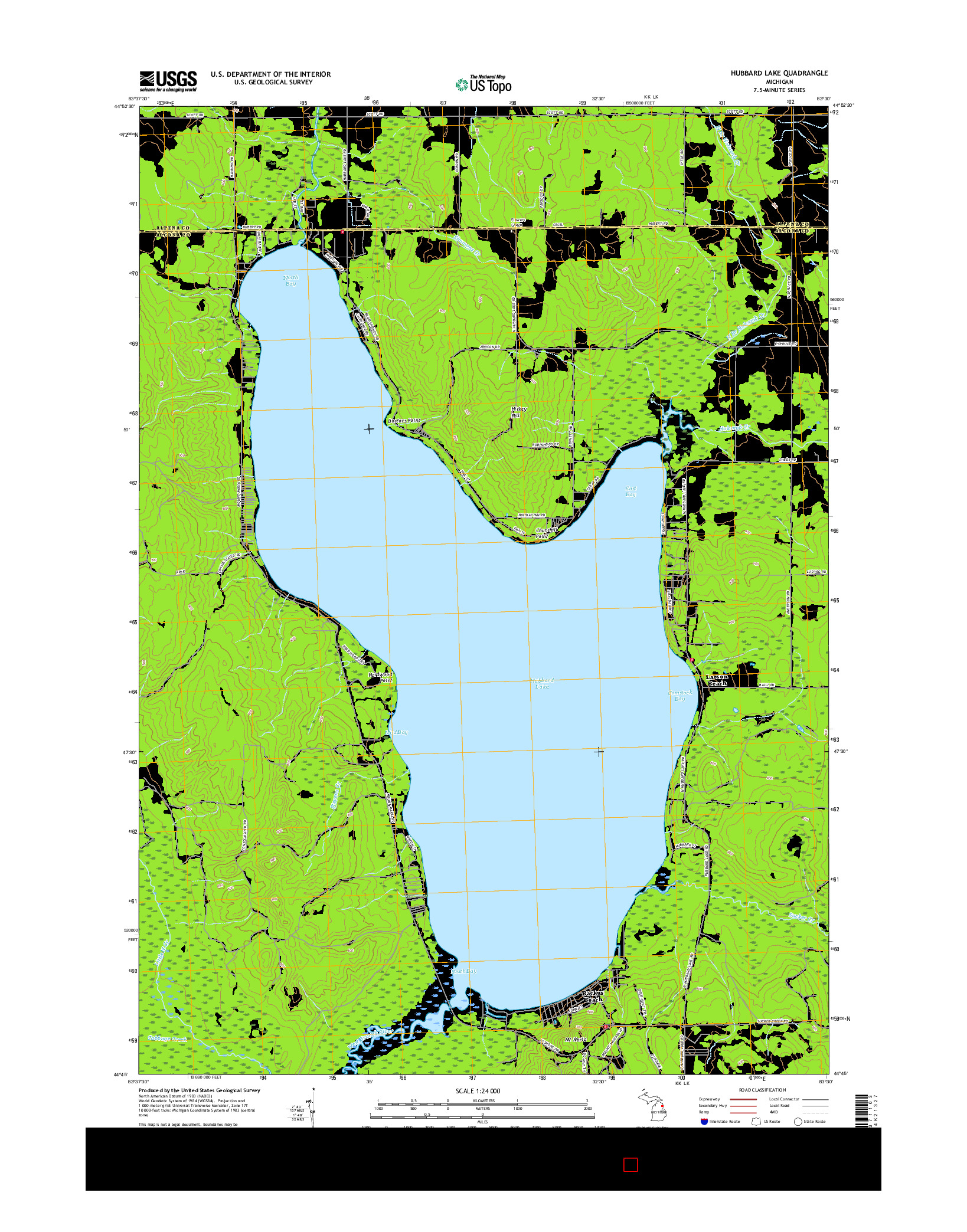 USGS US TOPO 7.5-MINUTE MAP FOR HUBBARD LAKE, MI 2017
