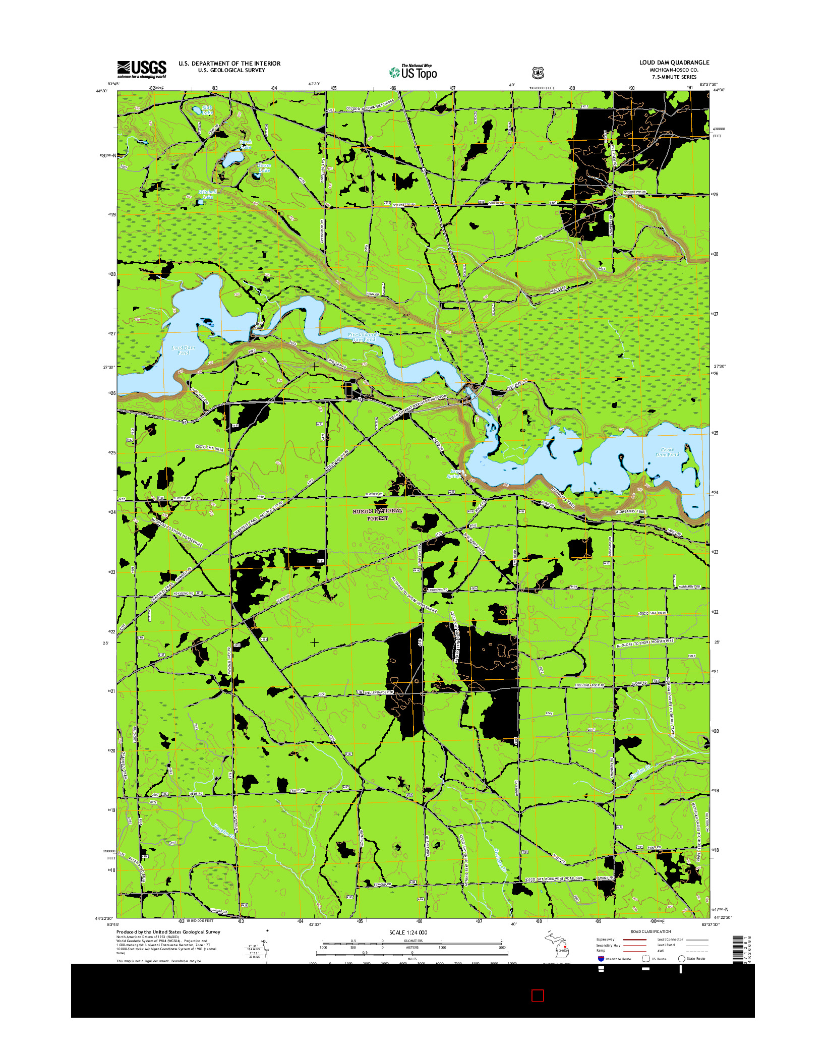 USGS US TOPO 7.5-MINUTE MAP FOR LOUD DAM, MI 2017