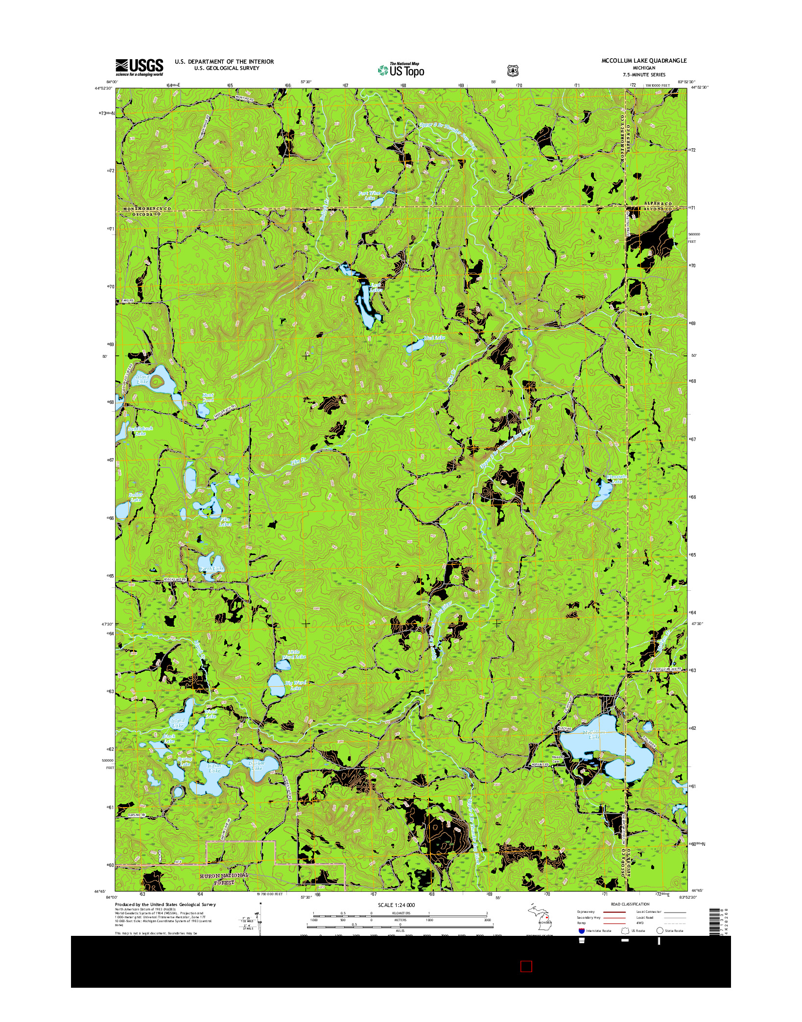 USGS US TOPO 7.5-MINUTE MAP FOR MCCOLLUM LAKE, MI 2017
