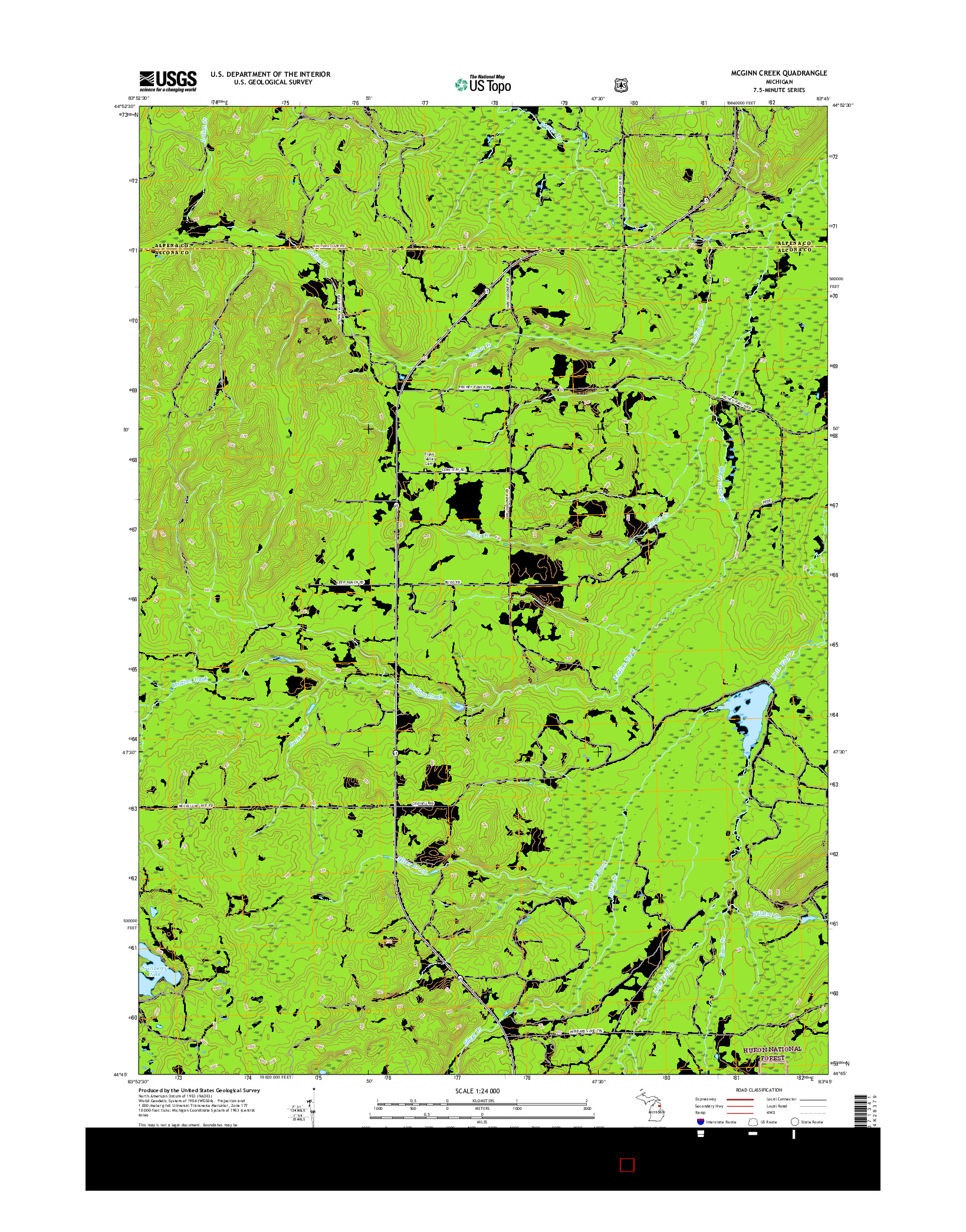 USGS US TOPO 7.5-MINUTE MAP FOR MCGINN CREEK, MI 2017