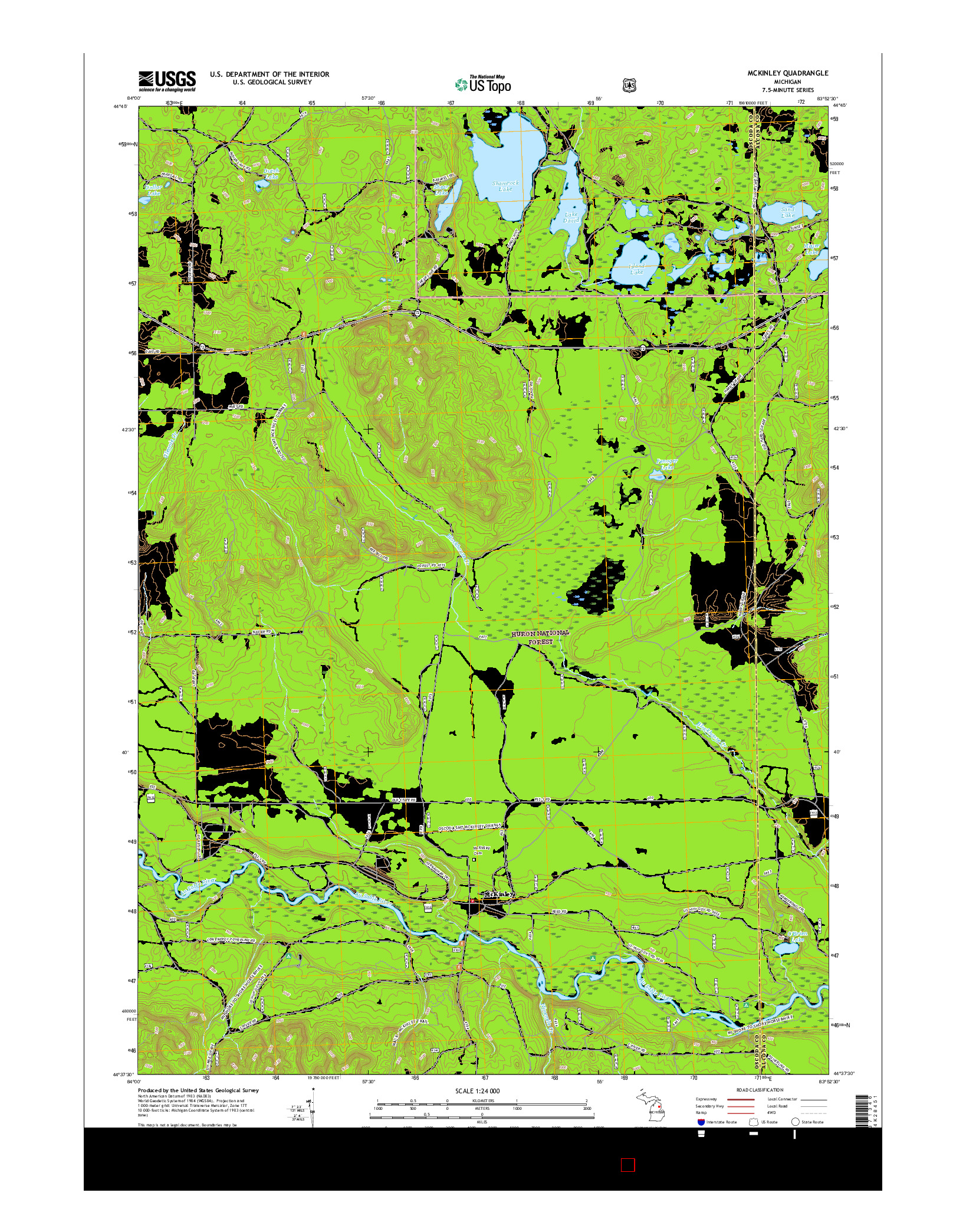 USGS US TOPO 7.5-MINUTE MAP FOR MCKINLEY, MI 2017