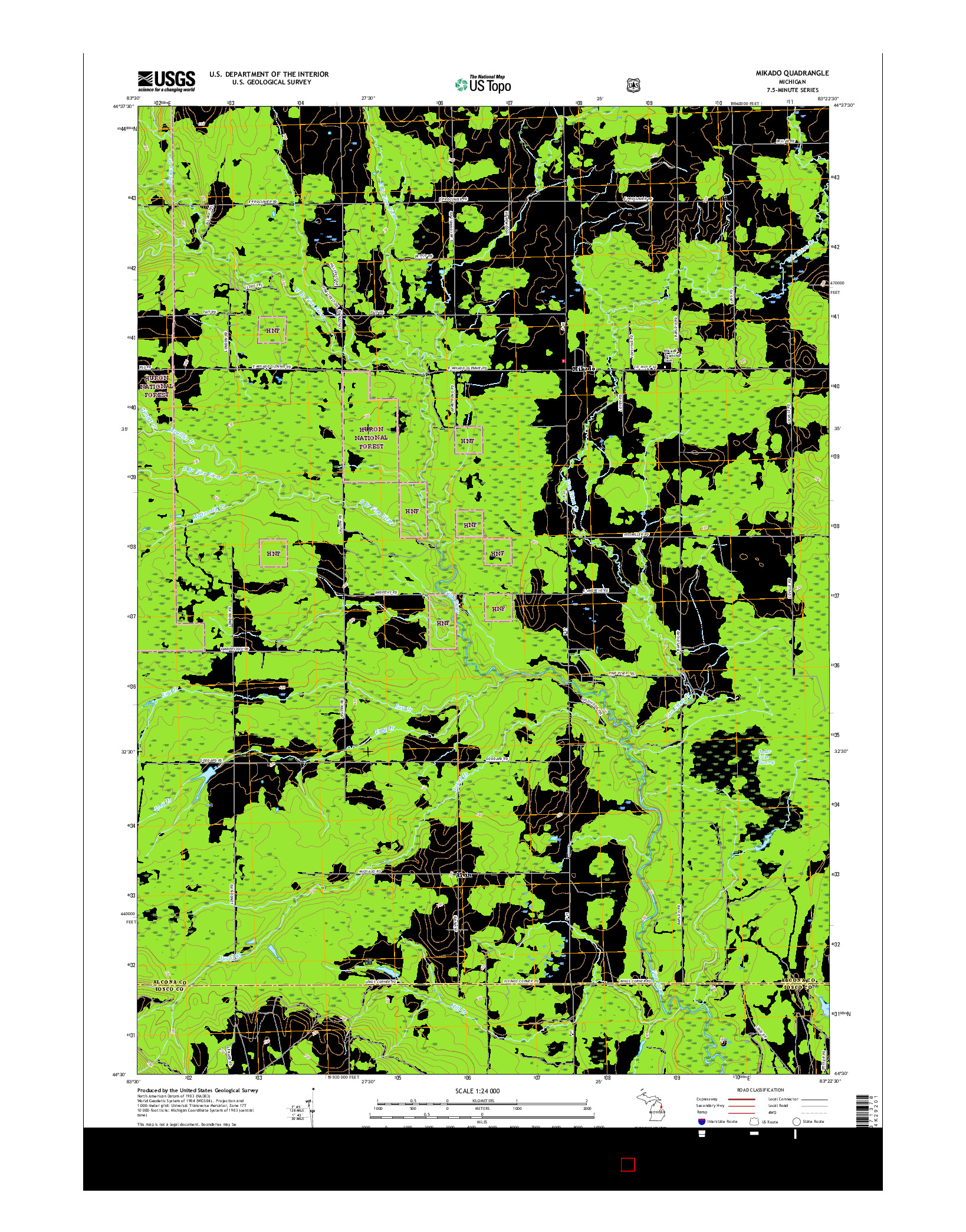 USGS US TOPO 7.5-MINUTE MAP FOR MIKADO, MI 2017