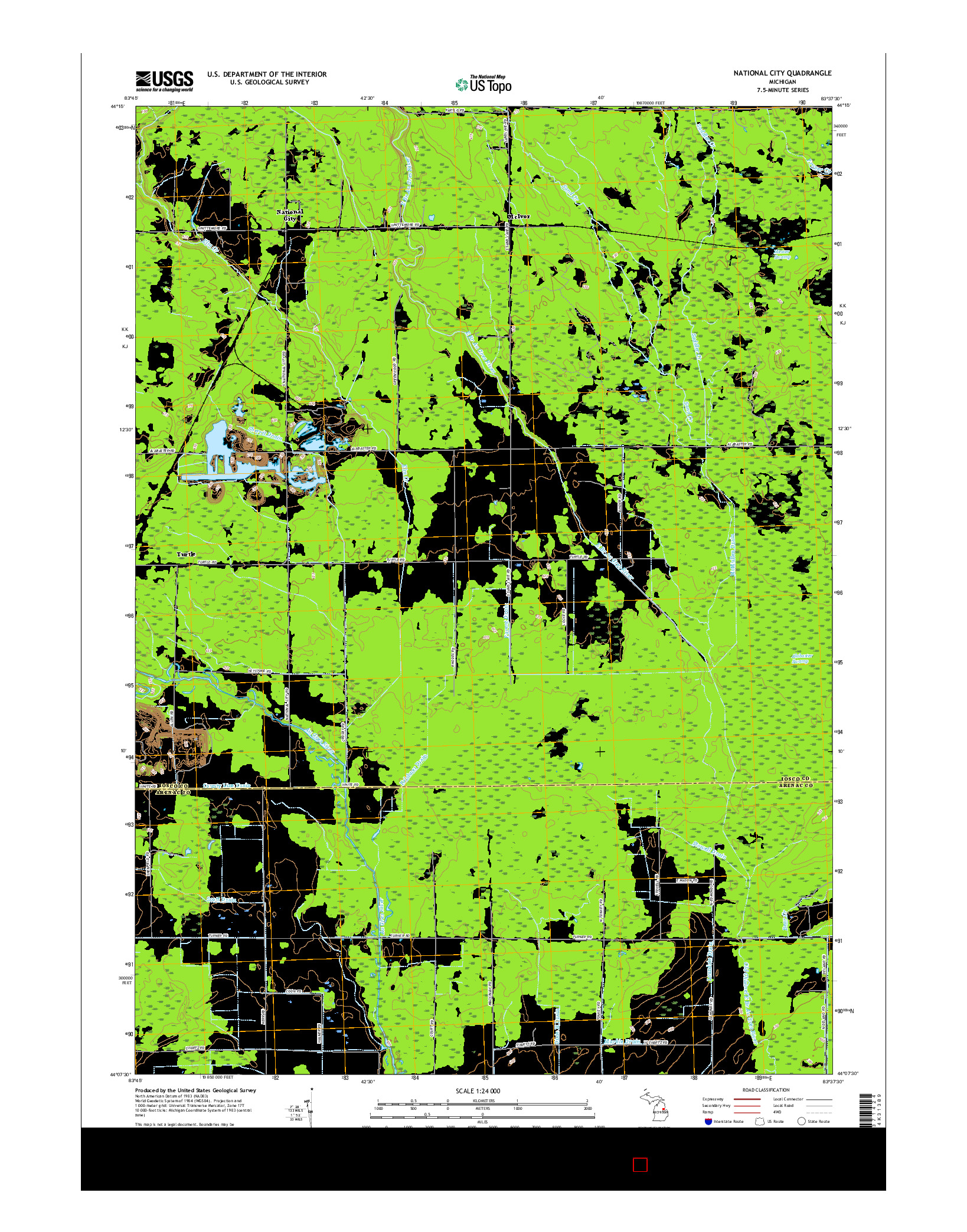 USGS US TOPO 7.5-MINUTE MAP FOR NATIONAL CITY, MI 2017