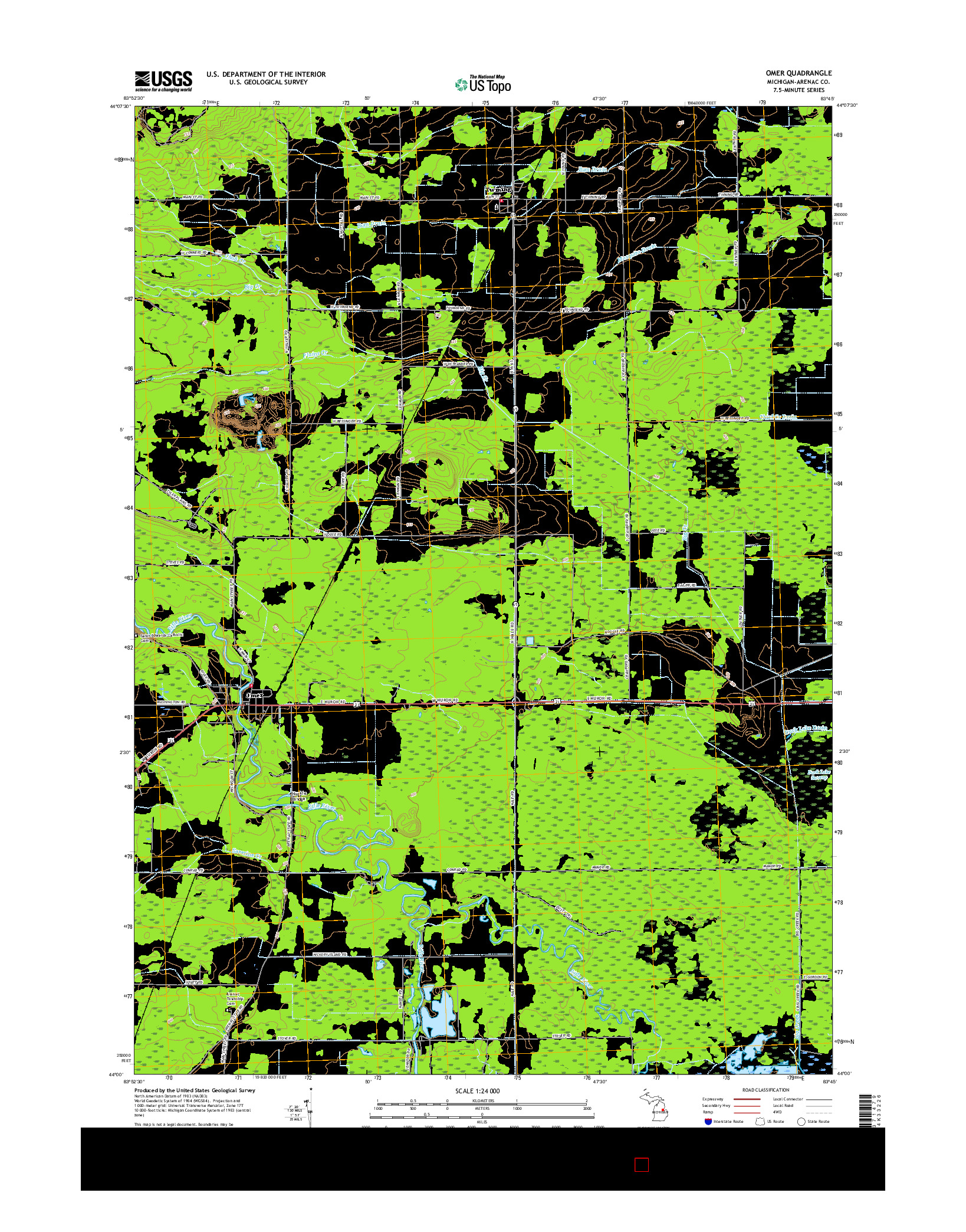 USGS US TOPO 7.5-MINUTE MAP FOR OMER, MI 2017