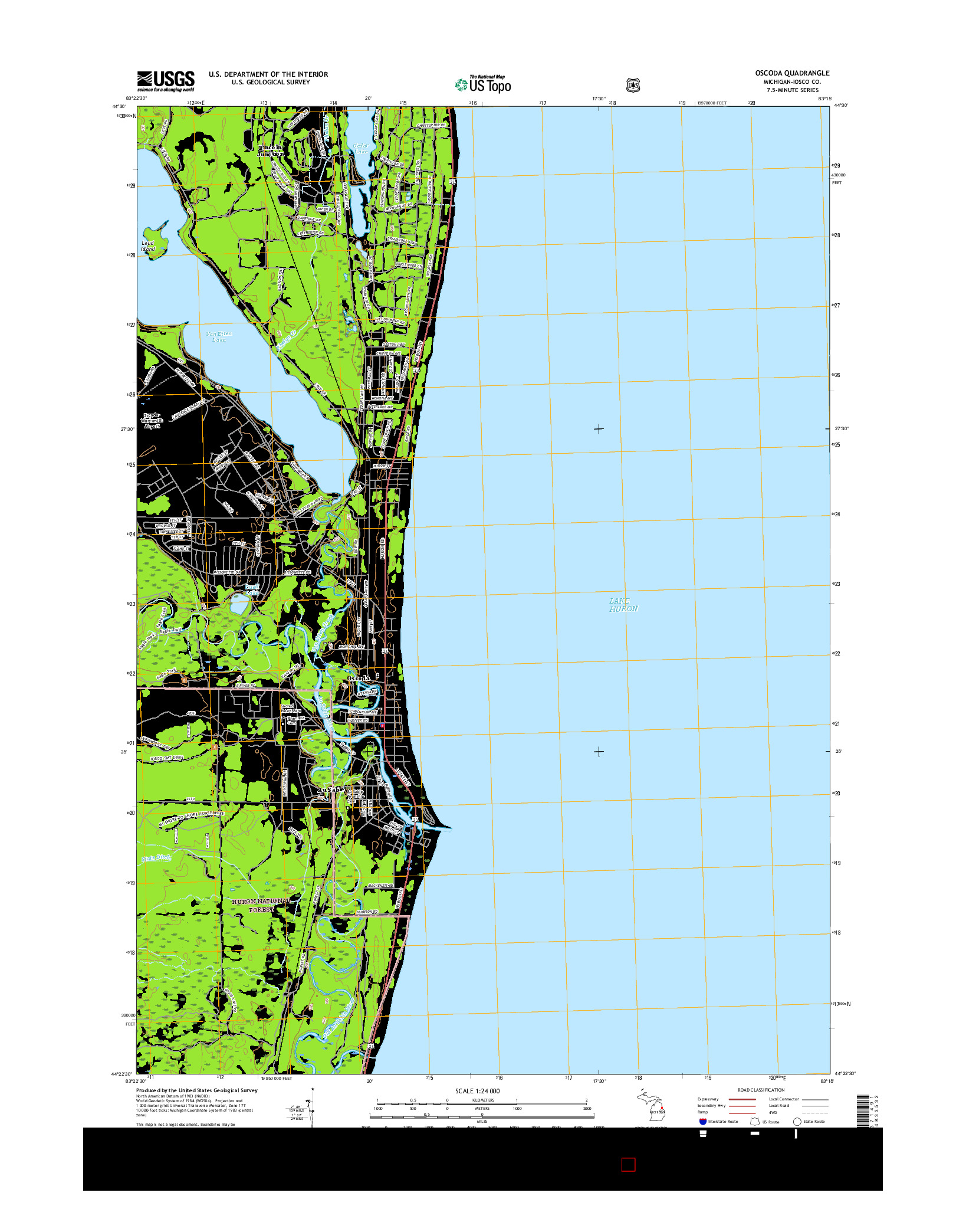 USGS US TOPO 7.5-MINUTE MAP FOR OSCODA, MI 2017