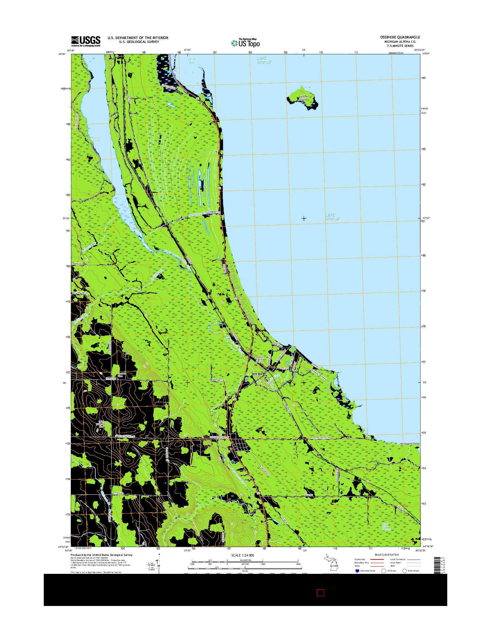 USGS US TOPO 7.5-MINUTE MAP FOR OSSINEKE, MI 2017