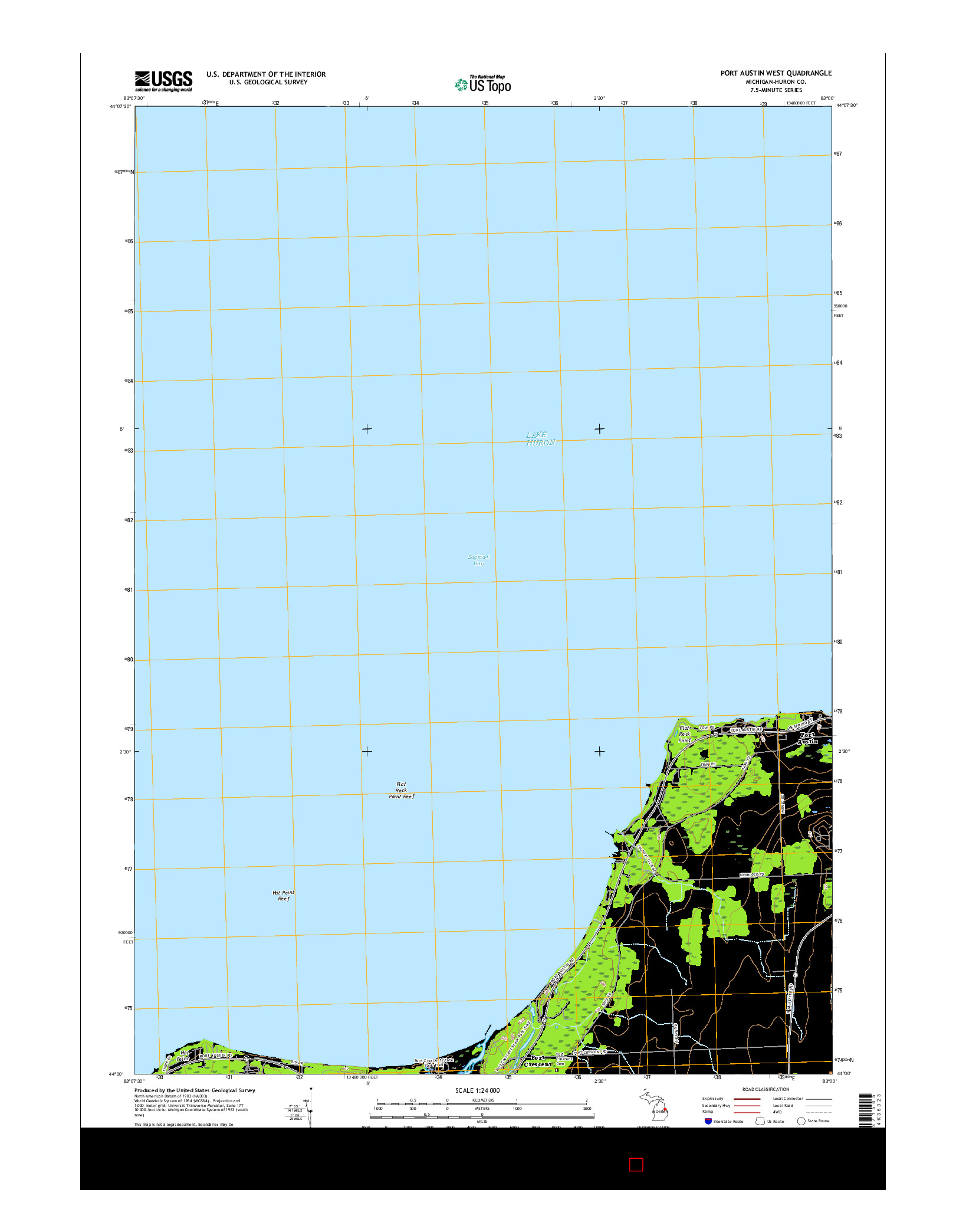 USGS US TOPO 7.5-MINUTE MAP FOR PORT AUSTIN WEST, MI 2017