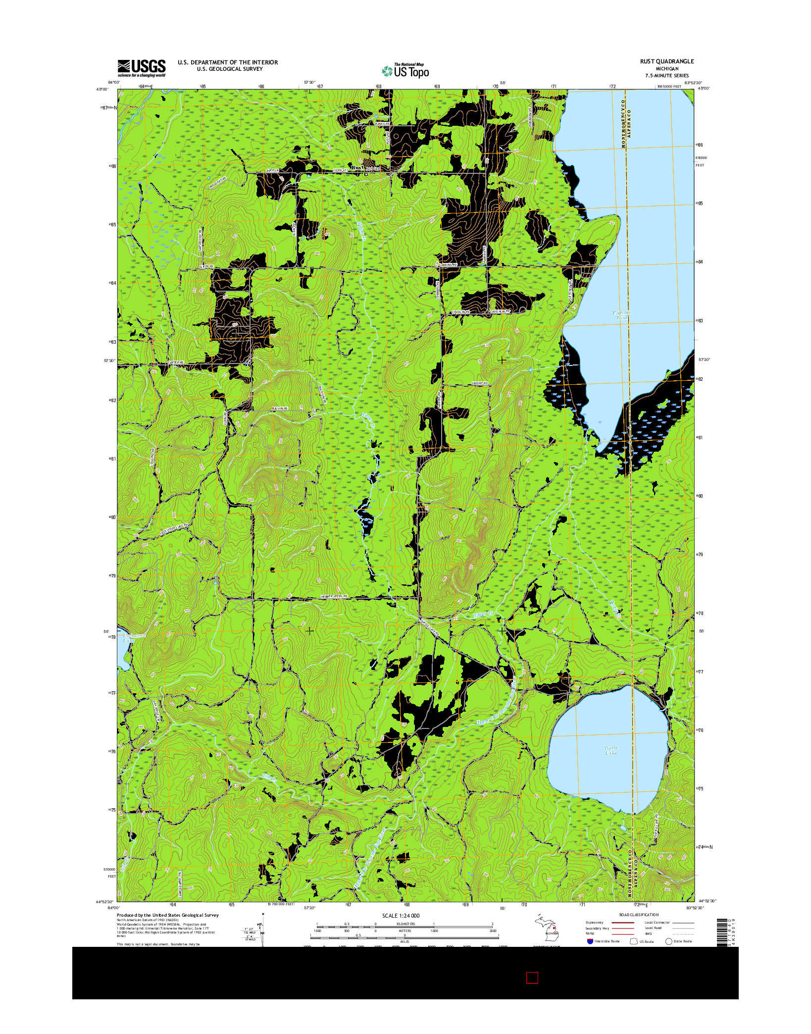 USGS US TOPO 7.5-MINUTE MAP FOR RUST, MI 2017