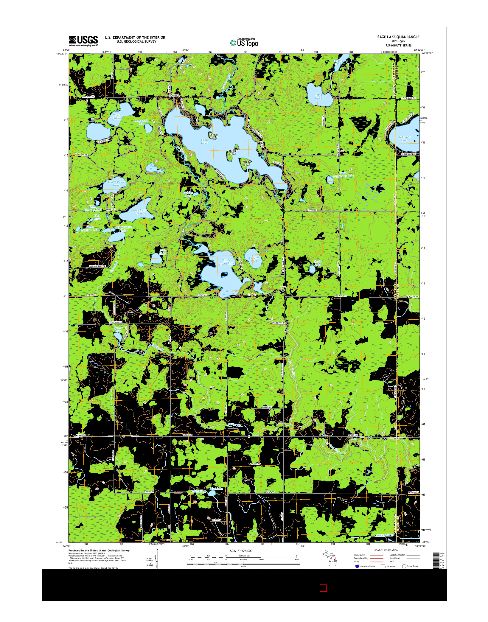 USGS US TOPO 7.5-MINUTE MAP FOR SAGE LAKE, MI 2017