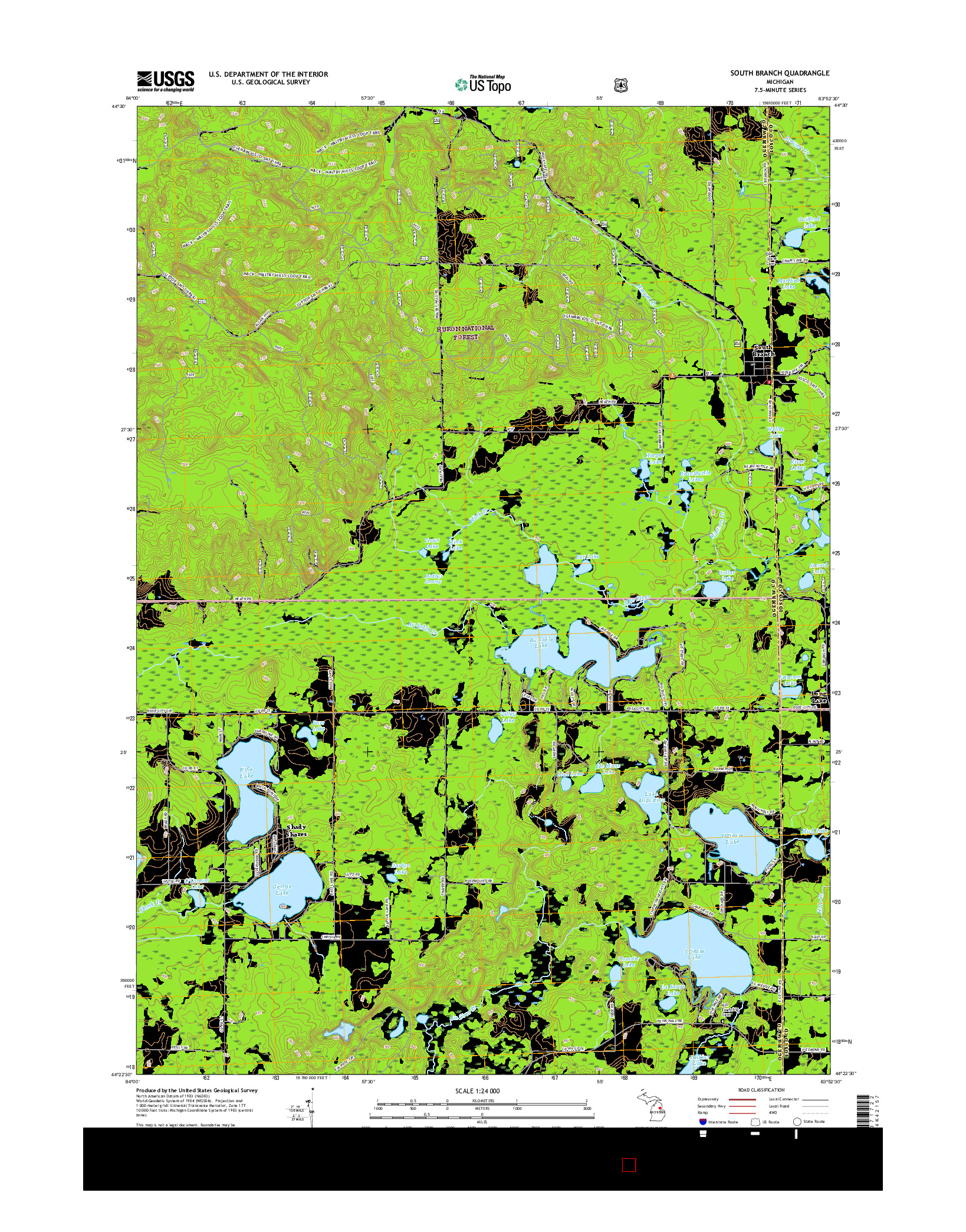 USGS US TOPO 7.5-MINUTE MAP FOR SOUTH BRANCH, MI 2017