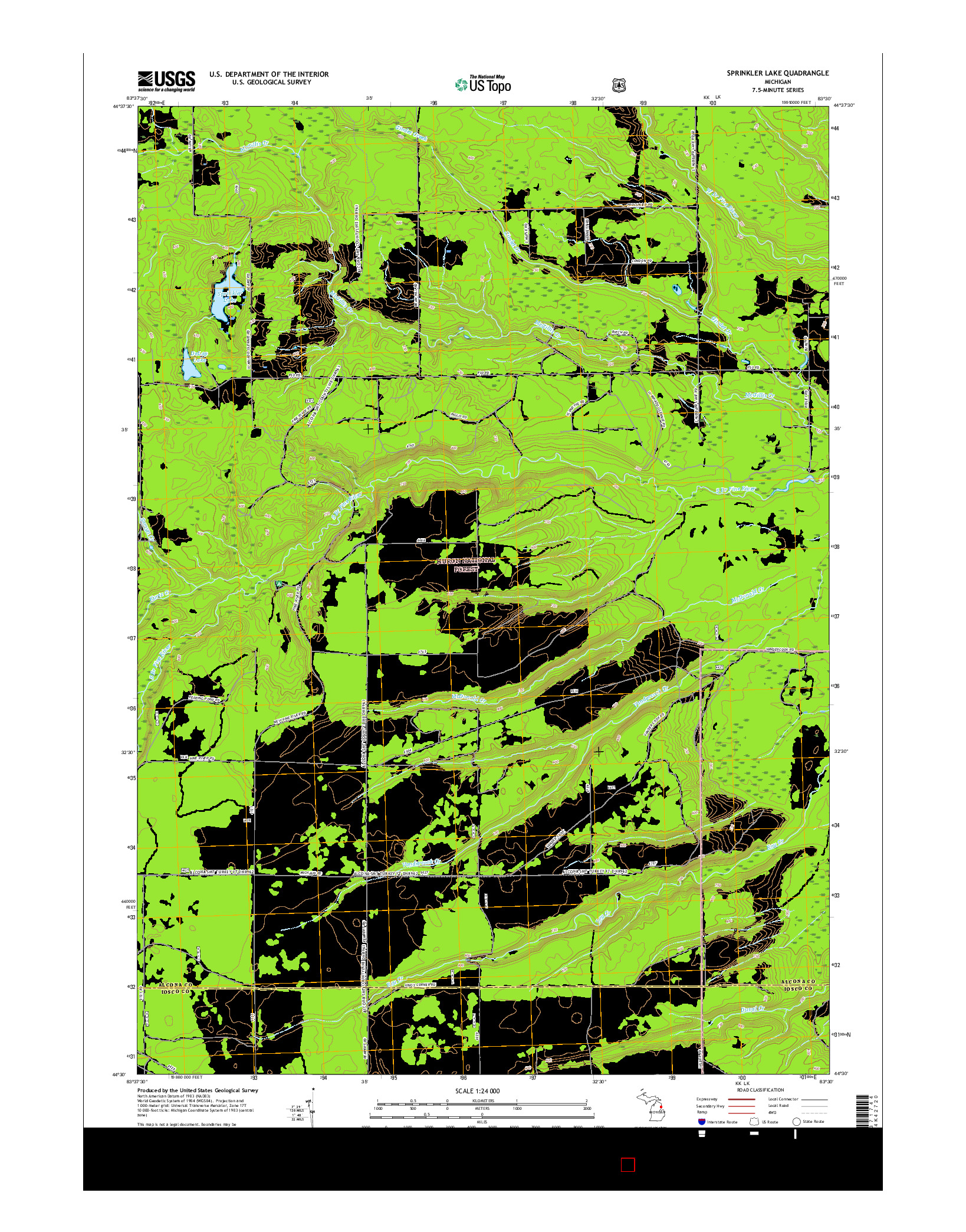 USGS US TOPO 7.5-MINUTE MAP FOR SPRINKLER LAKE, MI 2017