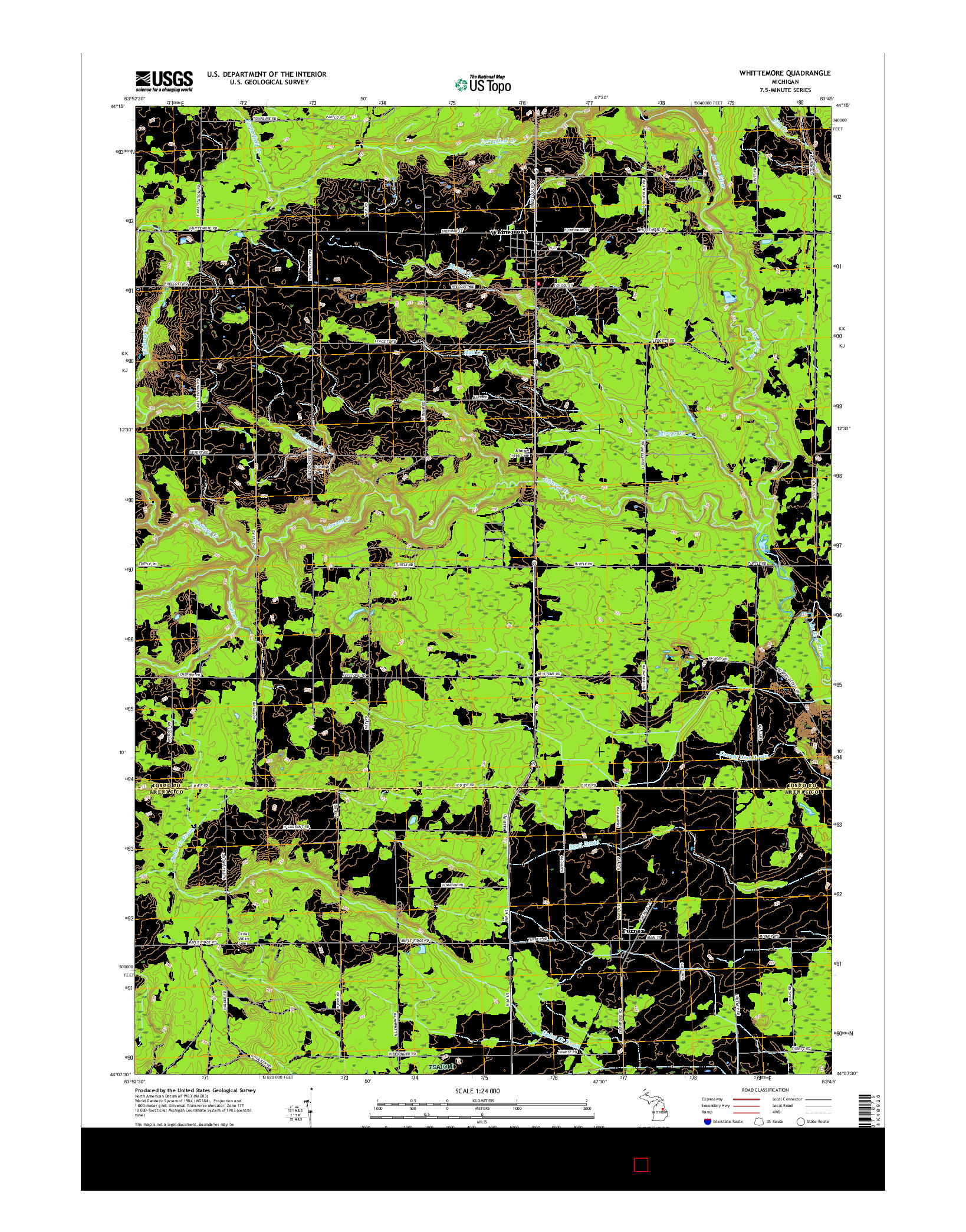 USGS US TOPO 7.5-MINUTE MAP FOR WHITTEMORE, MI 2017