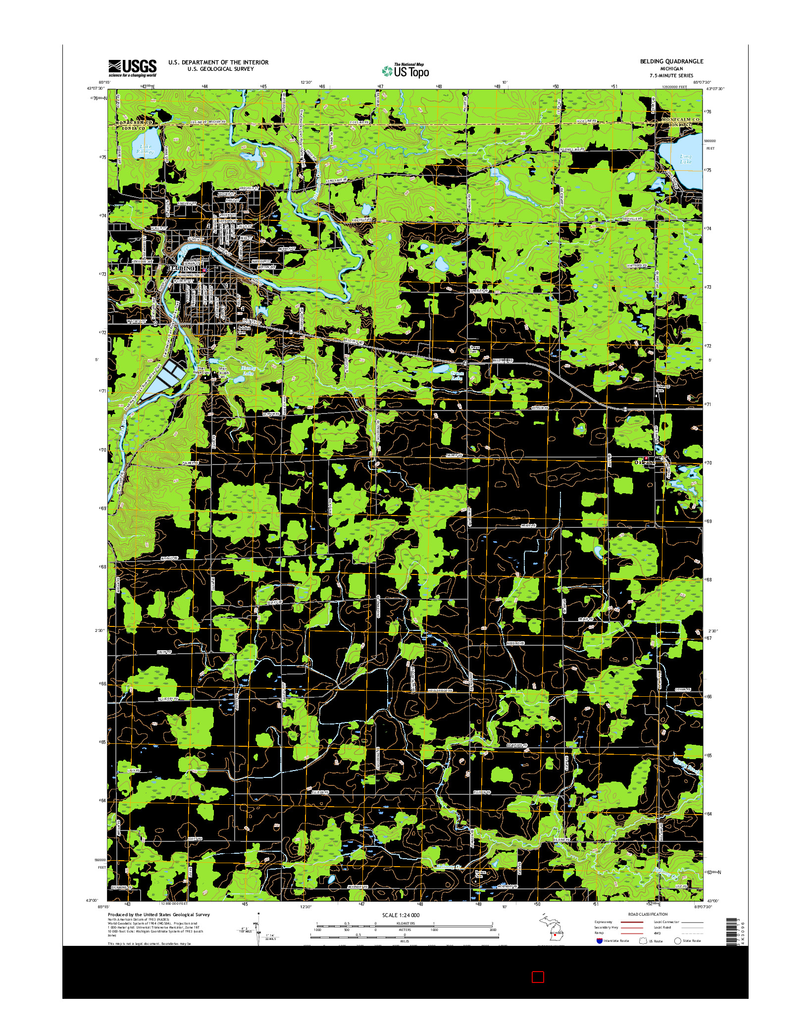 USGS US TOPO 7.5-MINUTE MAP FOR BELDING, MI 2017