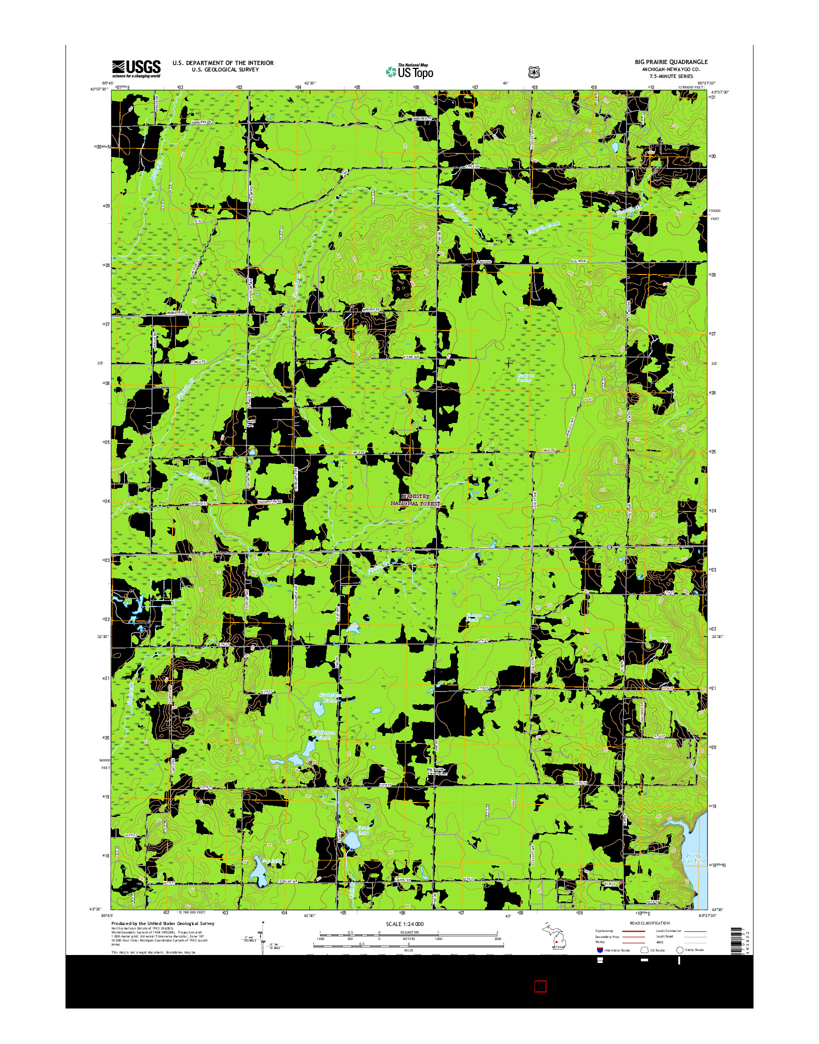 USGS US TOPO 7.5-MINUTE MAP FOR BIG PRAIRIE, MI 2017