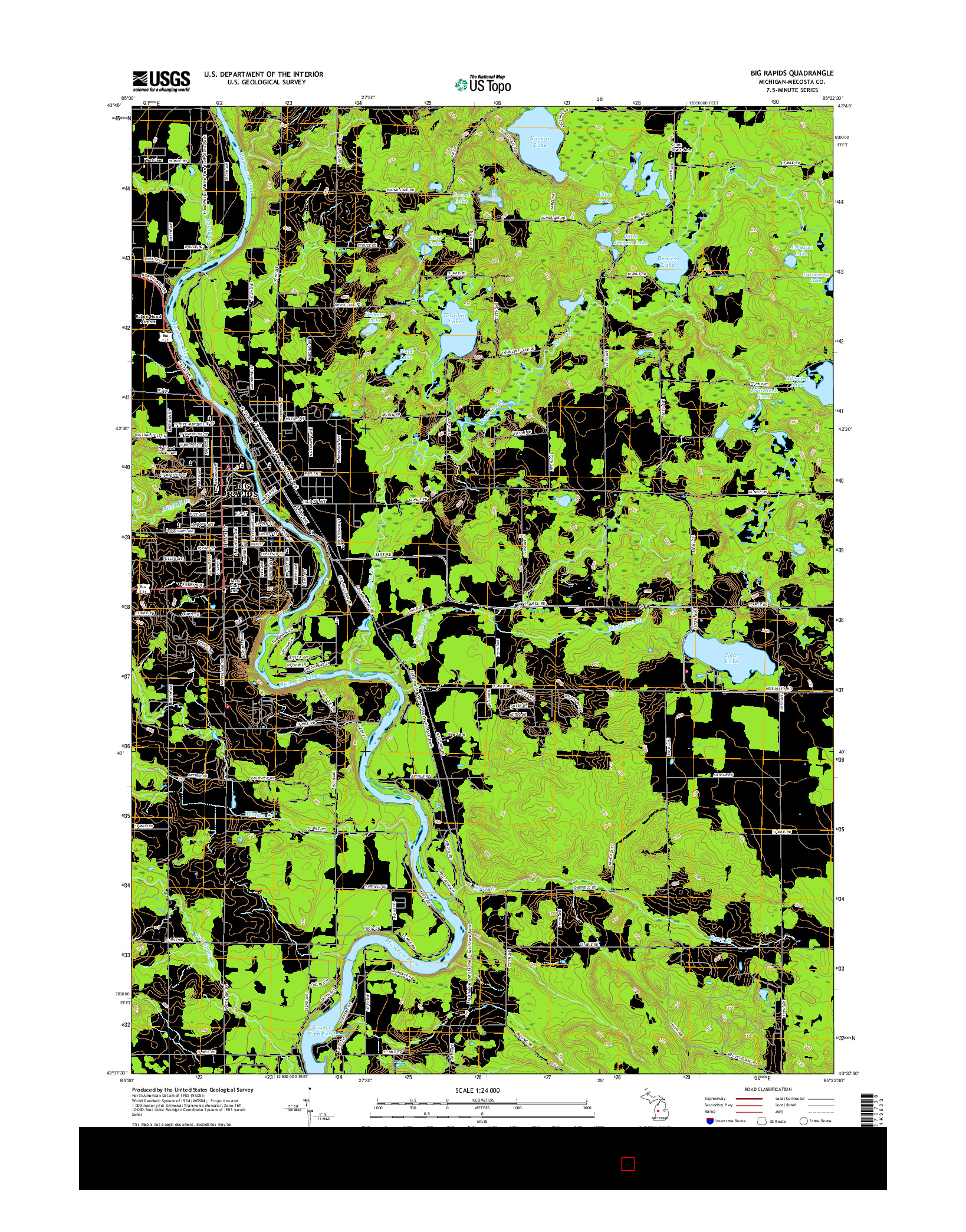 USGS US TOPO 7.5-MINUTE MAP FOR BIG RAPIDS, MI 2017