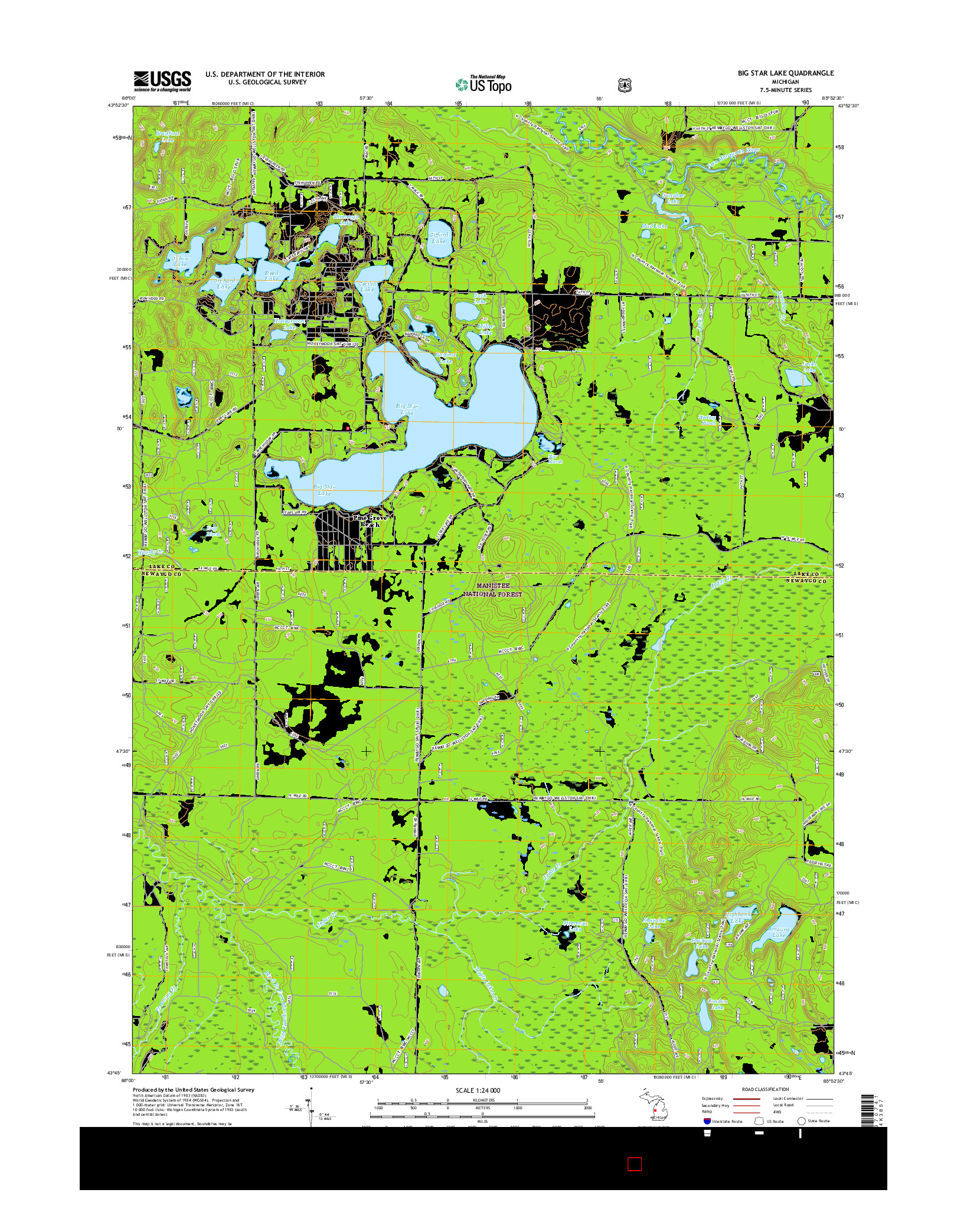USGS US TOPO 7.5-MINUTE MAP FOR BIG STAR LAKE, MI 2017