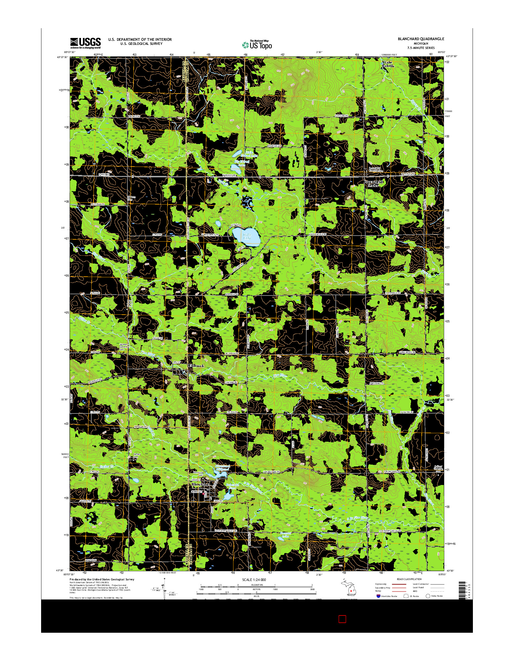 USGS US TOPO 7.5-MINUTE MAP FOR BLANCHARD, MI 2017