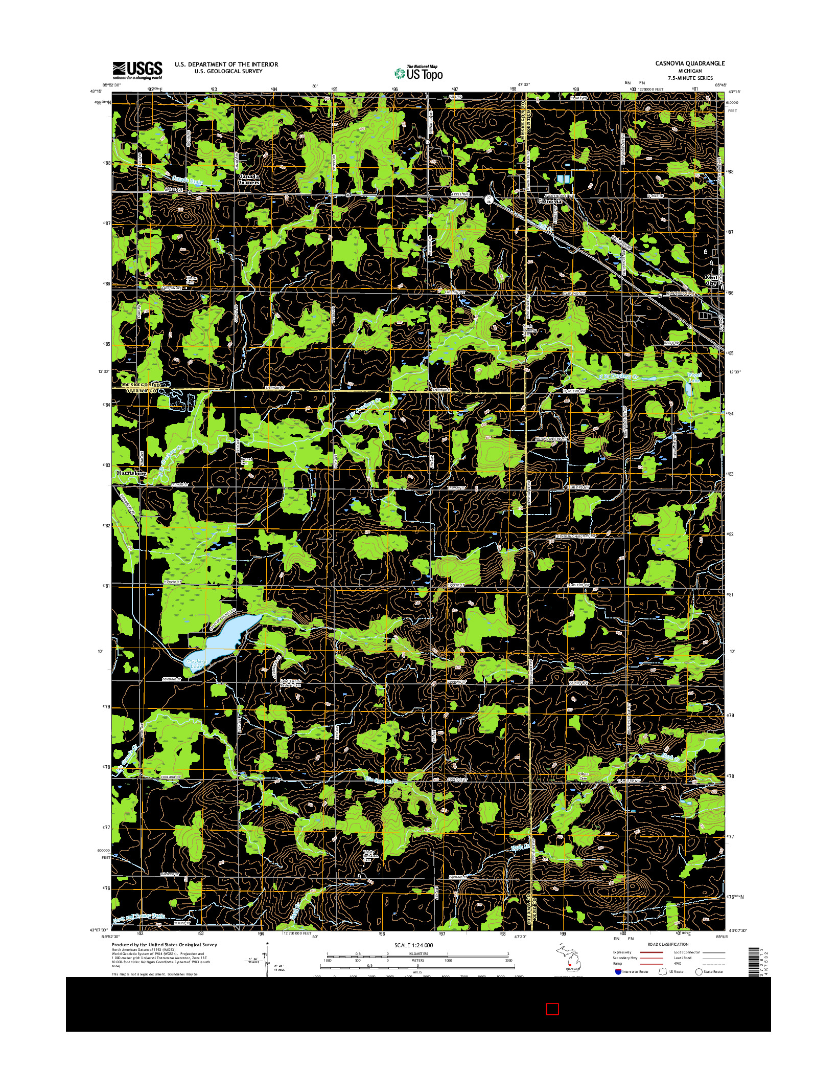 USGS US TOPO 7.5-MINUTE MAP FOR CASNOVIA, MI 2017