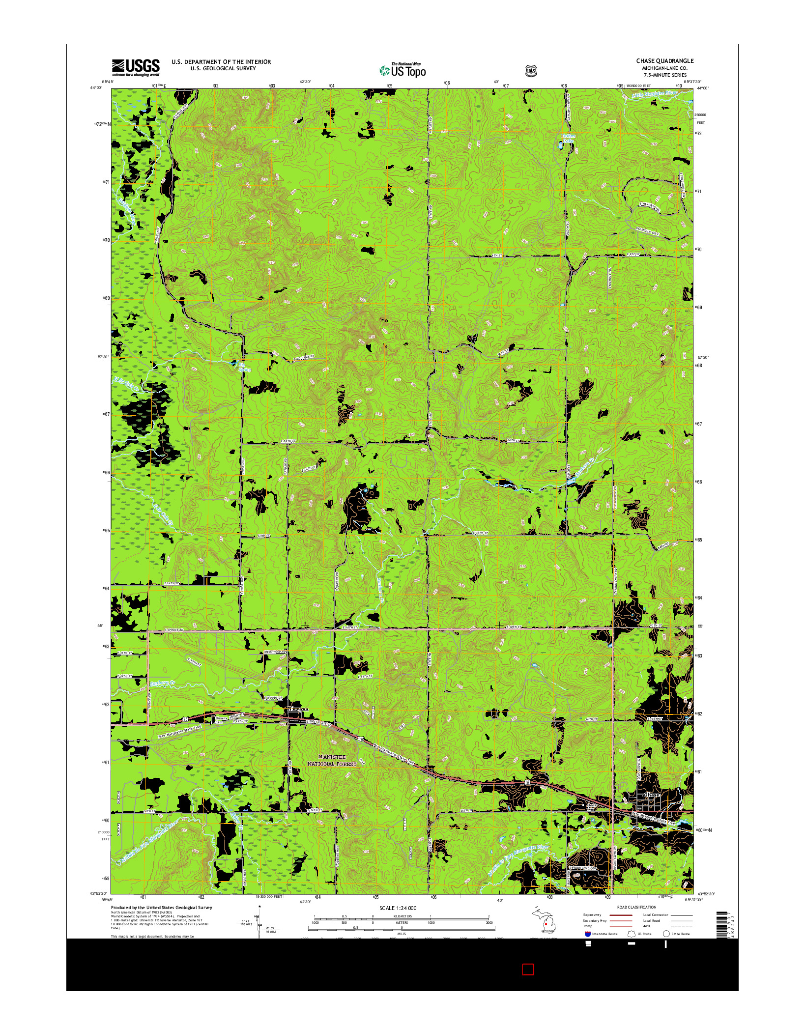 USGS US TOPO 7.5-MINUTE MAP FOR CHASE, MI 2017