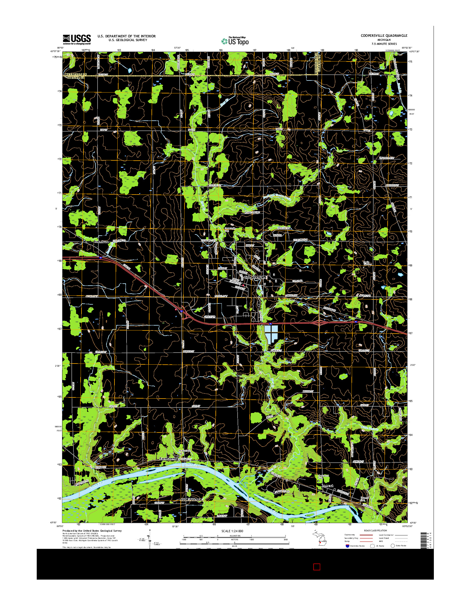 USGS US TOPO 7.5-MINUTE MAP FOR COOPERSVILLE, MI 2017