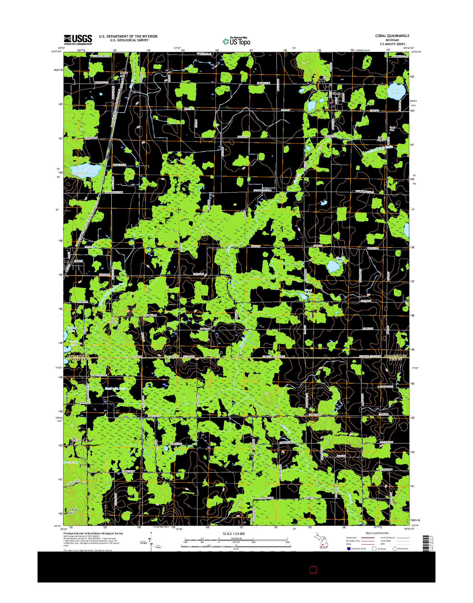 USGS US TOPO 7.5-MINUTE MAP FOR CORAL, MI 2017