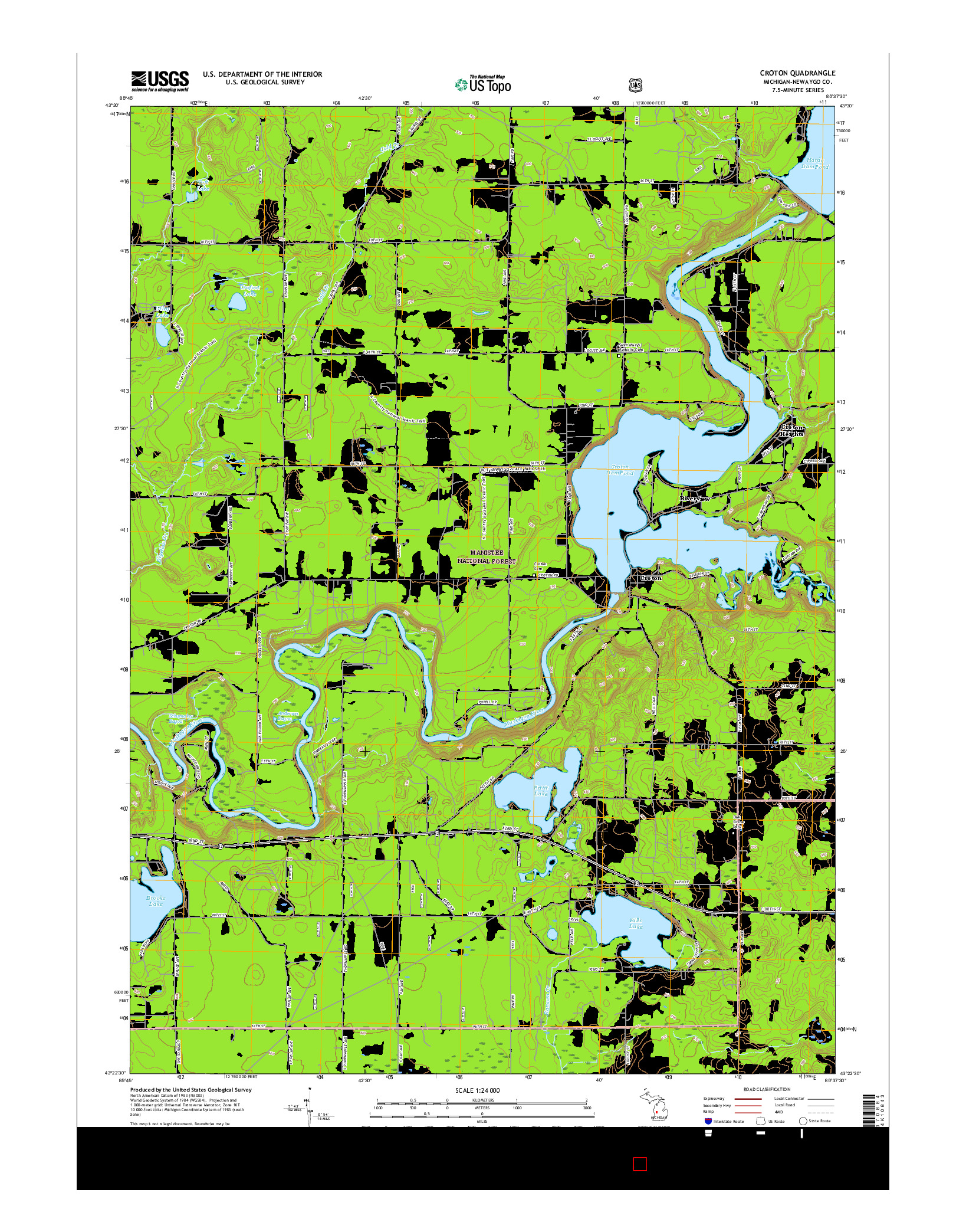 USGS US TOPO 7.5-MINUTE MAP FOR CROTON, MI 2017