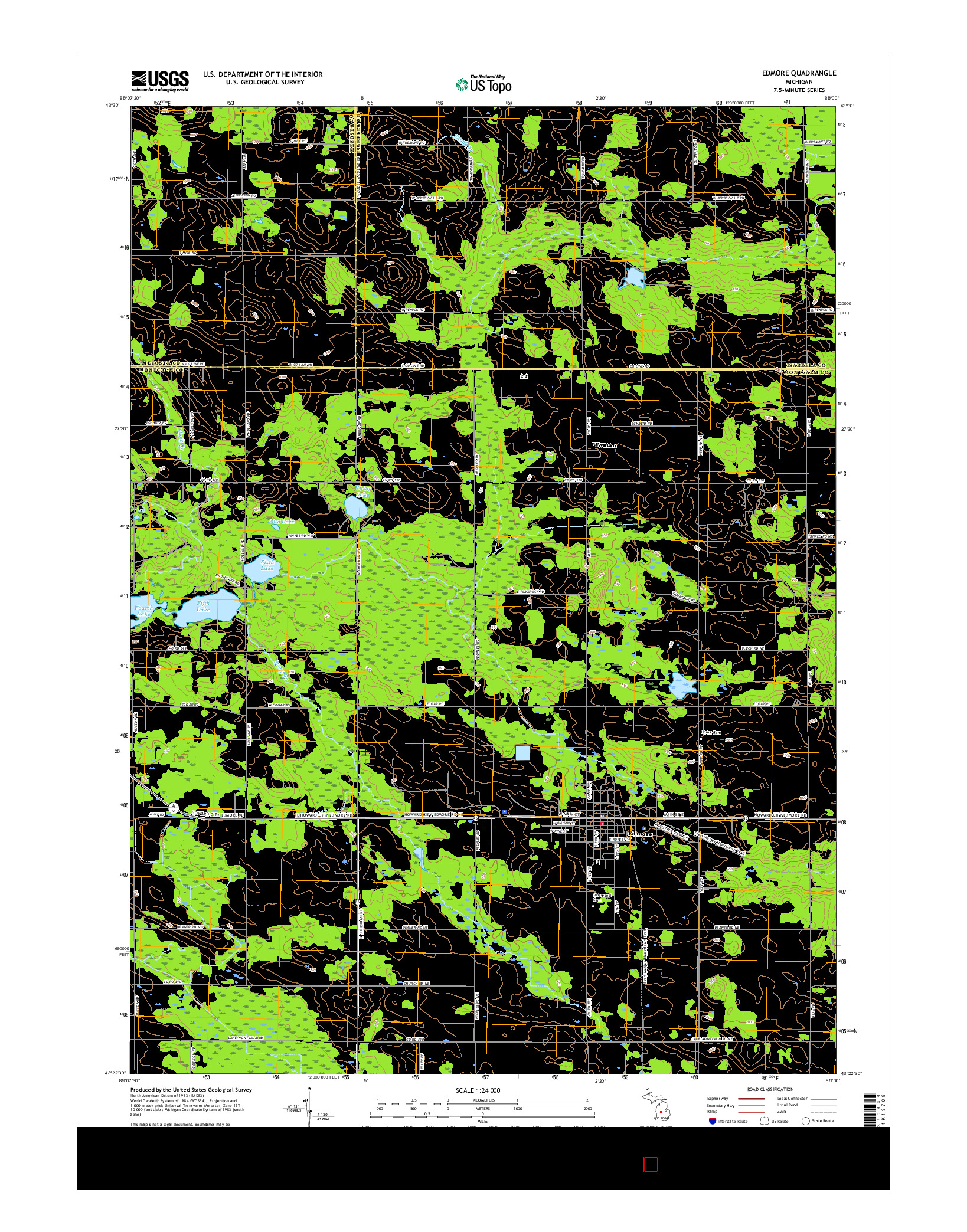 USGS US TOPO 7.5-MINUTE MAP FOR EDMORE, MI 2017