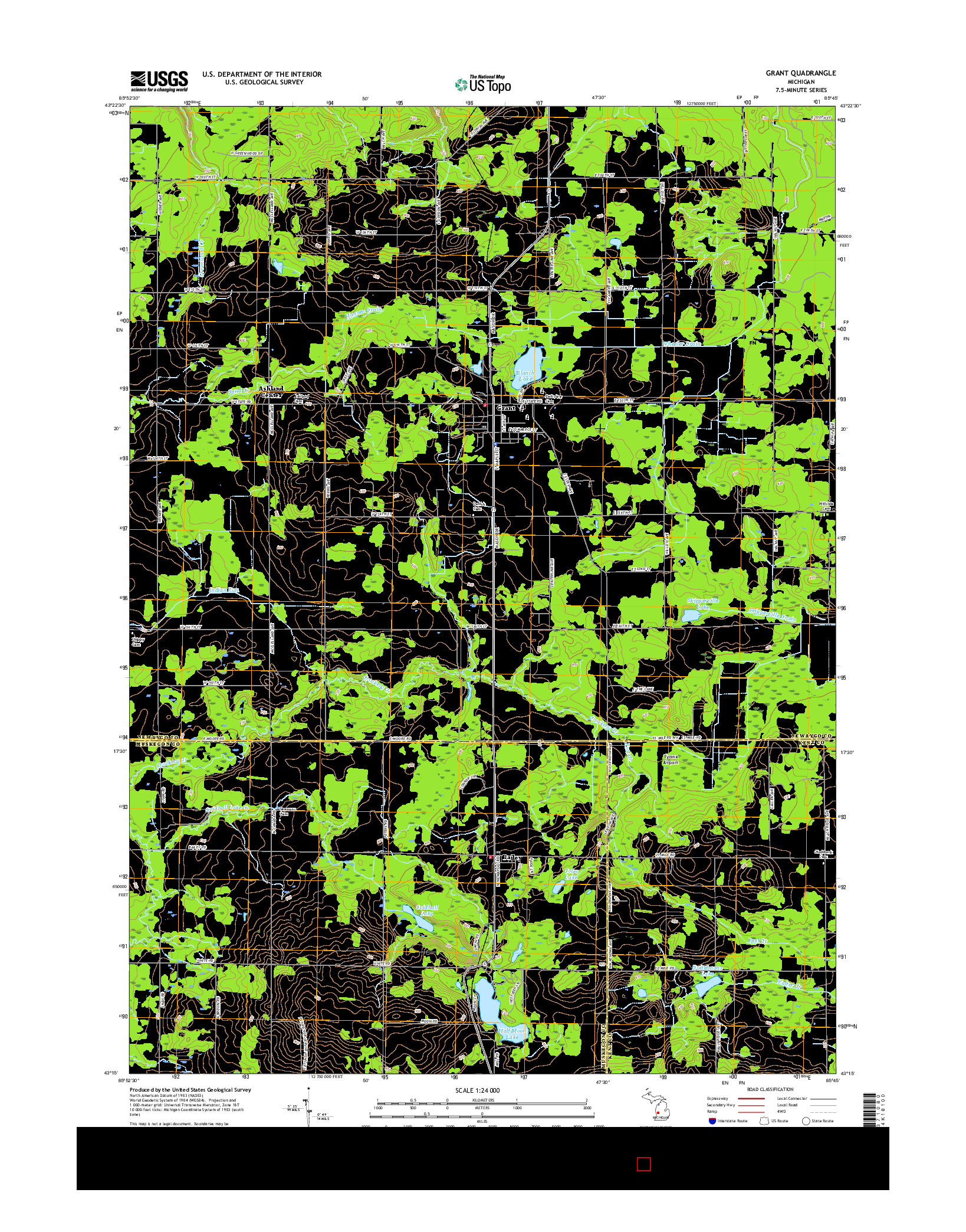 USGS US TOPO 7.5-MINUTE MAP FOR GRANT, MI 2017