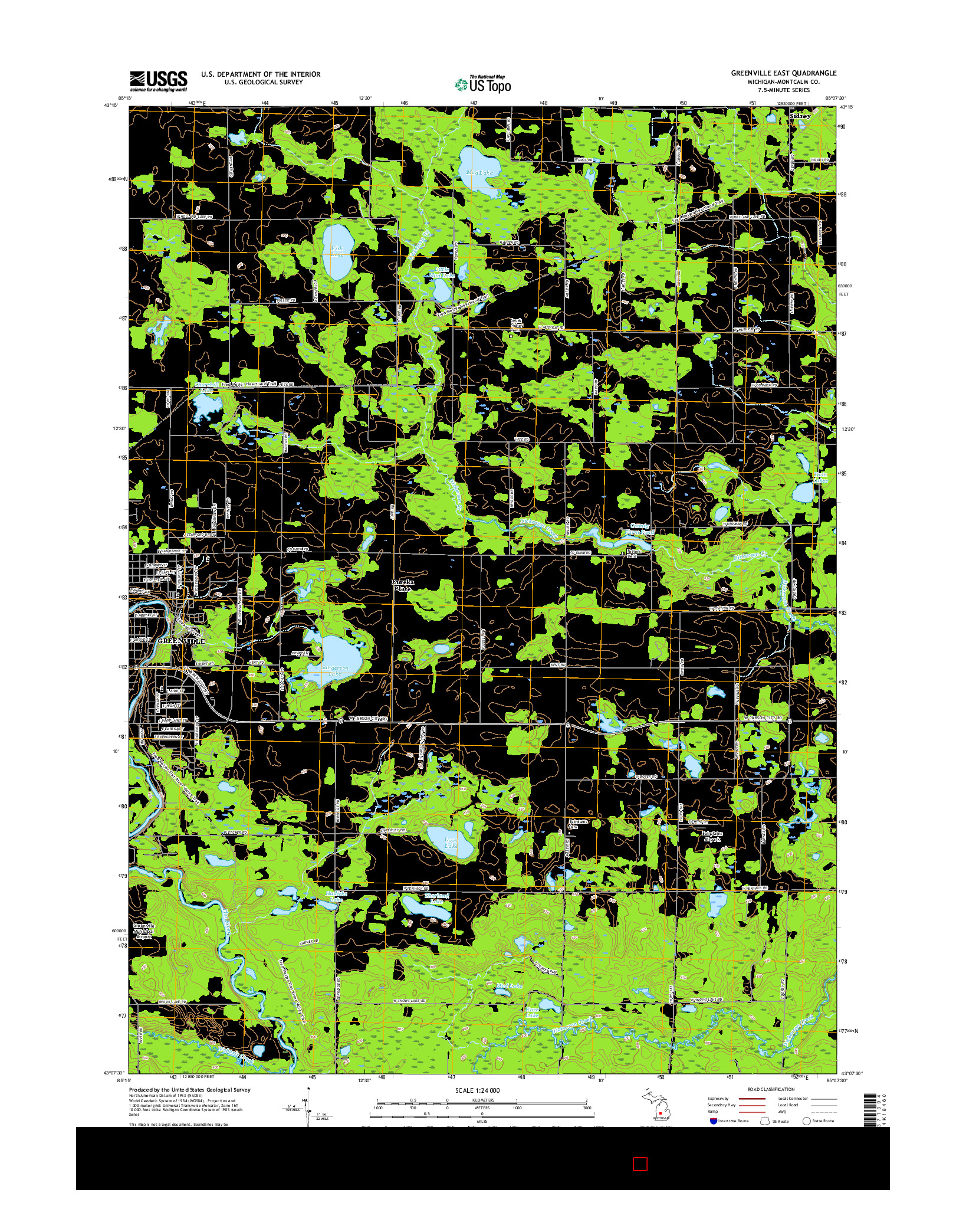 USGS US TOPO 7.5-MINUTE MAP FOR GREENVILLE EAST, MI 2017