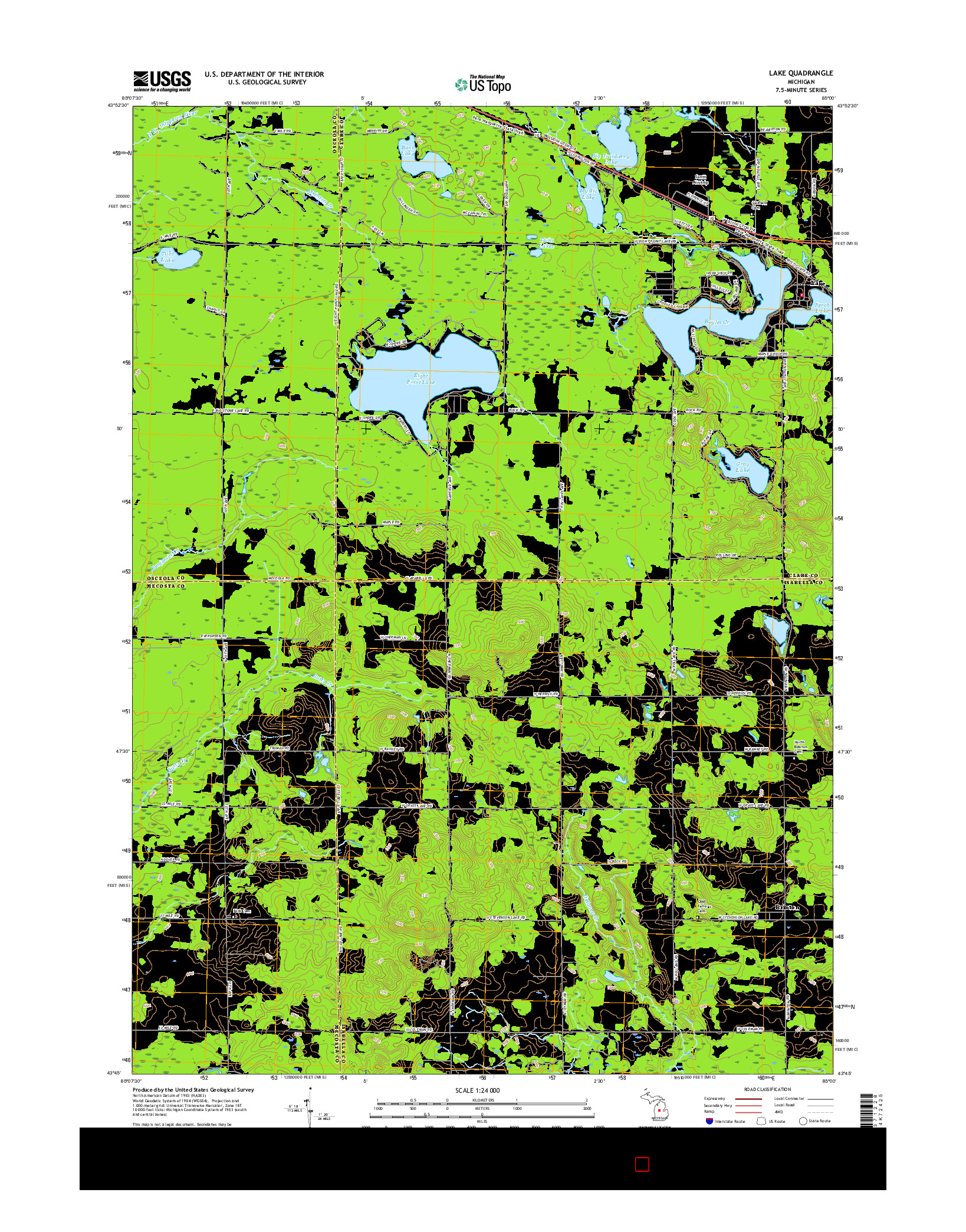 USGS US TOPO 7.5-MINUTE MAP FOR LAKE, MI 2017