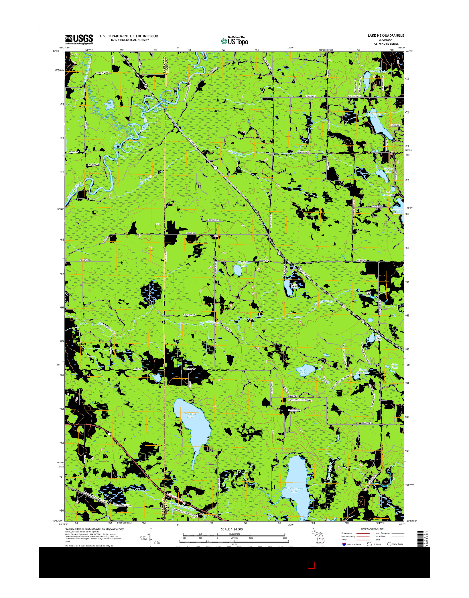 USGS US TOPO 7.5-MINUTE MAP FOR LAKE NE, MI 2017