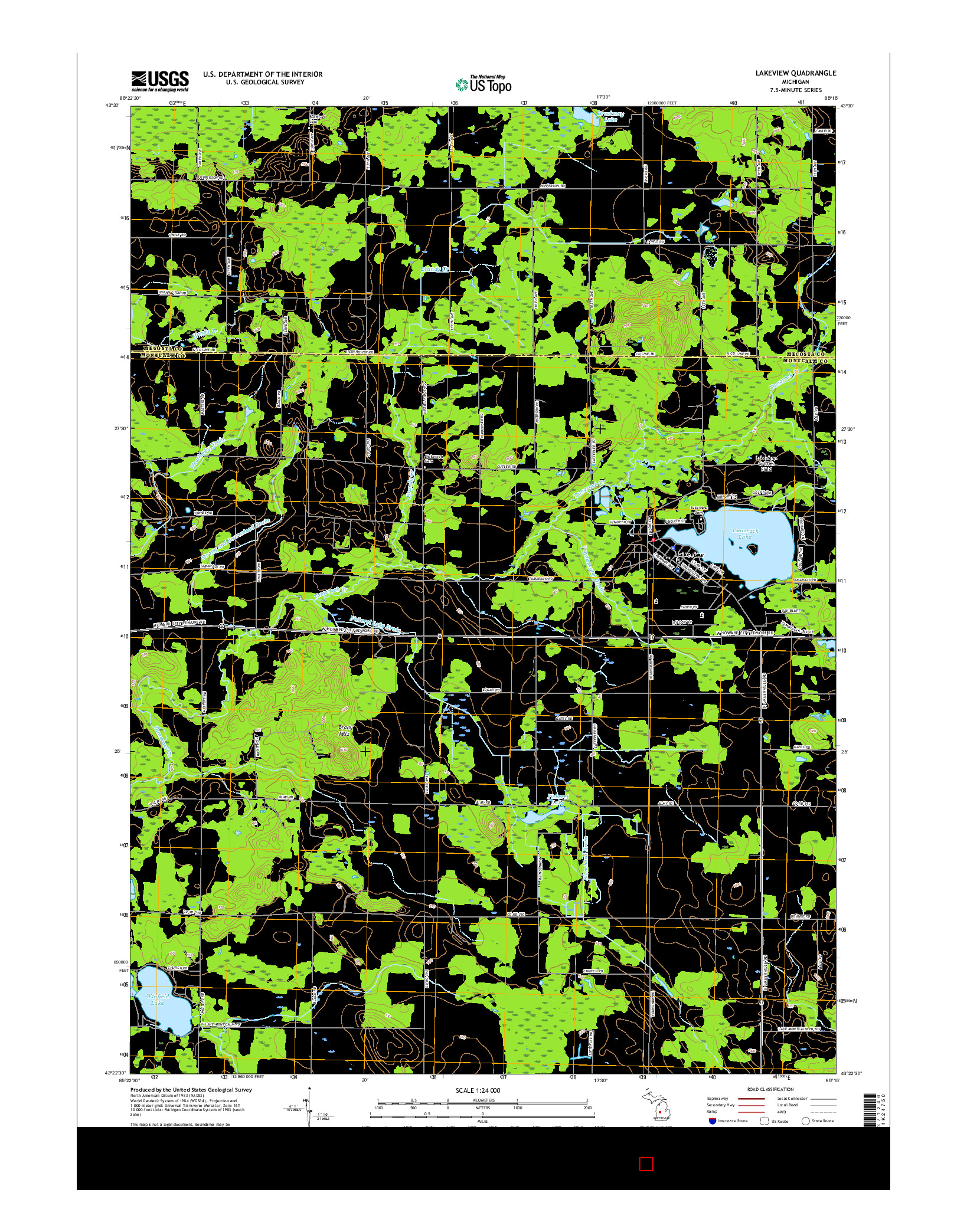 USGS US TOPO 7.5-MINUTE MAP FOR LAKEVIEW, MI 2017